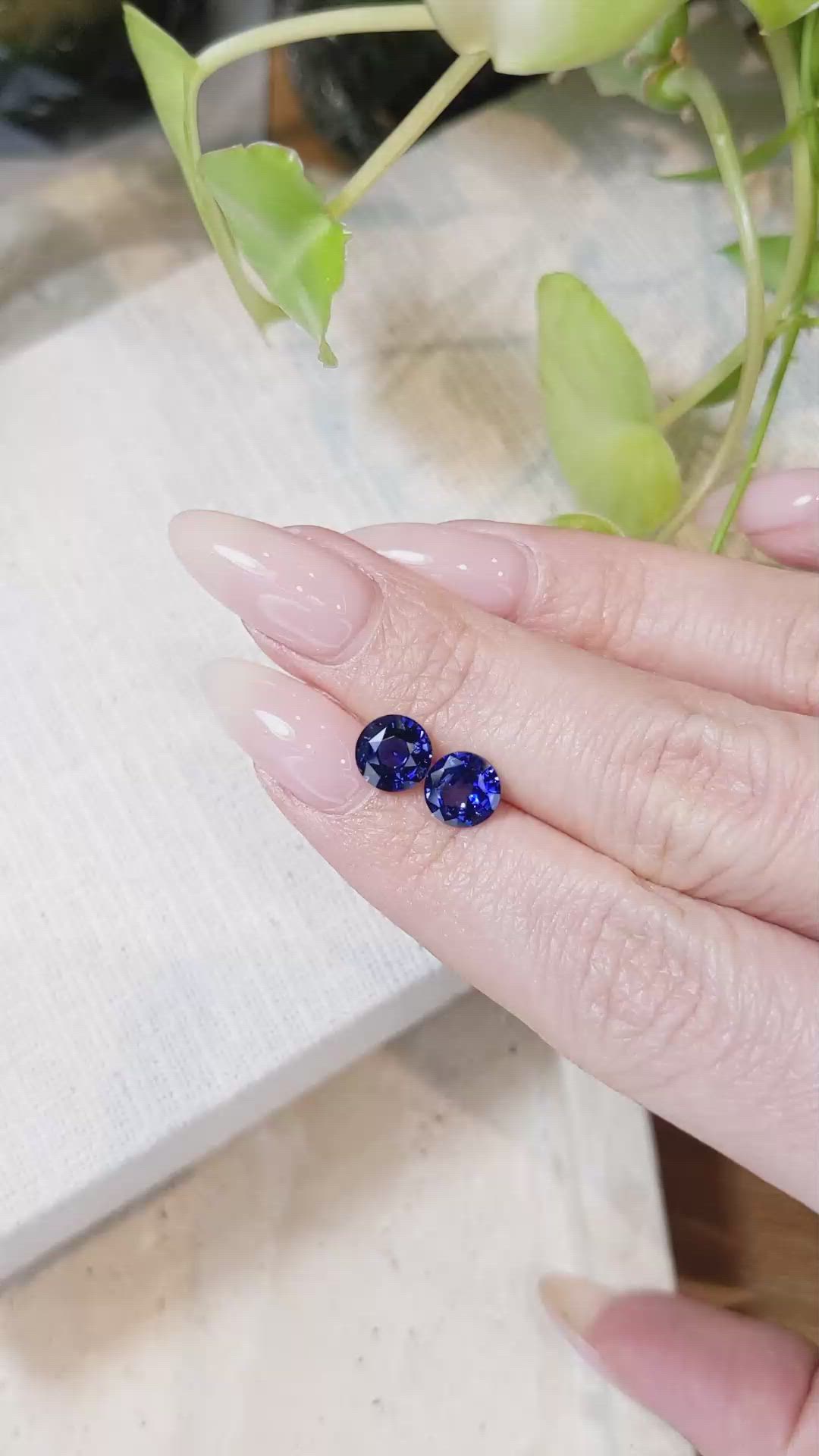 2.87 Ct.Tw.Total Carat Weight Blue Sapphire Pair from Ceylon (Sri Lanka) Size Video