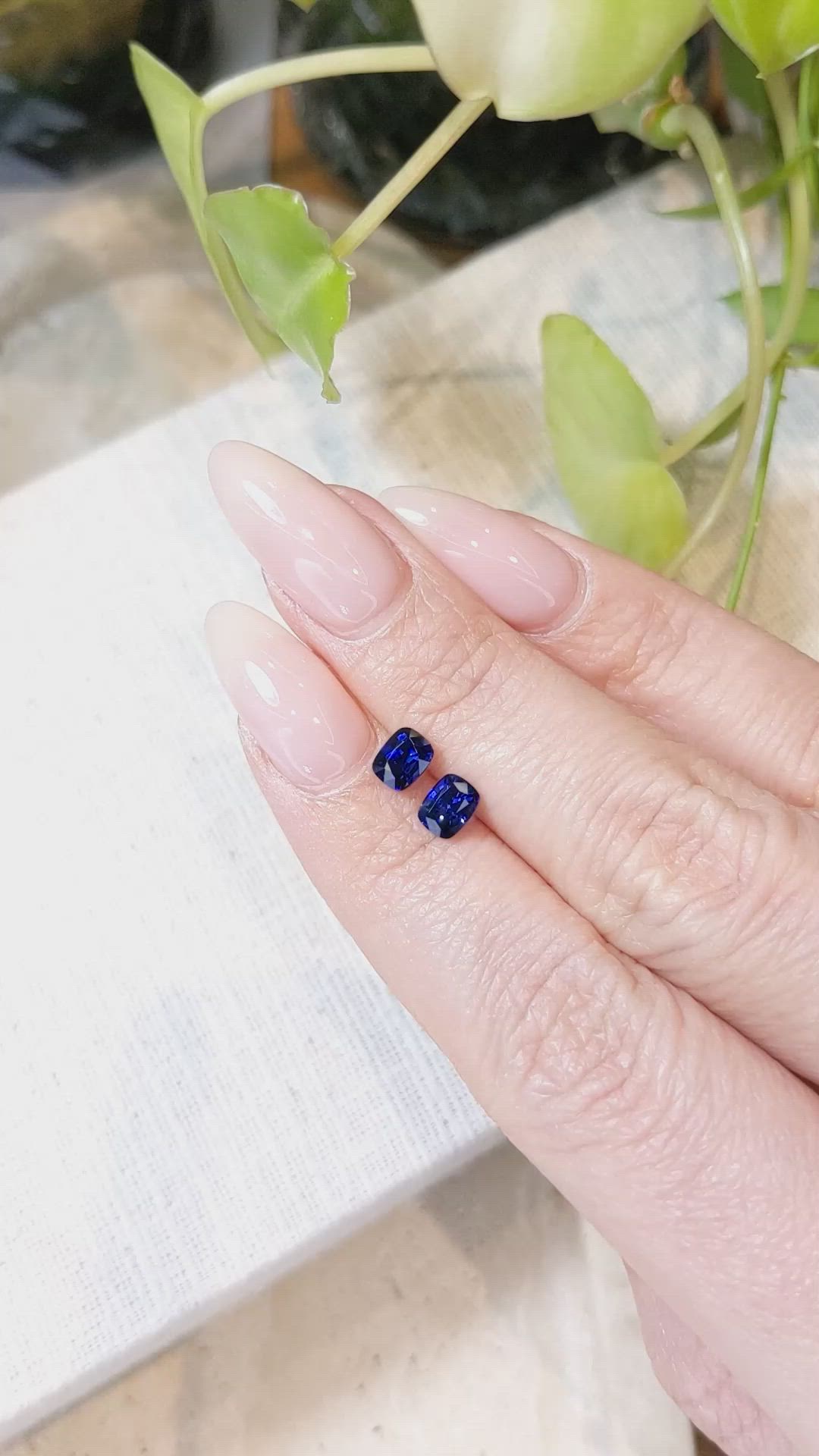 1.36 Ct.Tw.Total Carat Weight Blue Sapphire Pair from Ceylon (Sri Lanka) Size Video