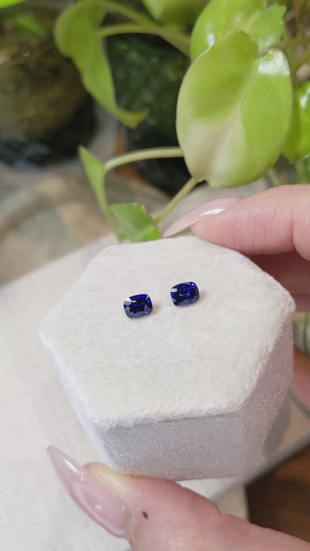 1.36 Ct.Tw.Total Carat Weight Blue Sapphire Pair from Ceylon (Sri Lanka) Size Video