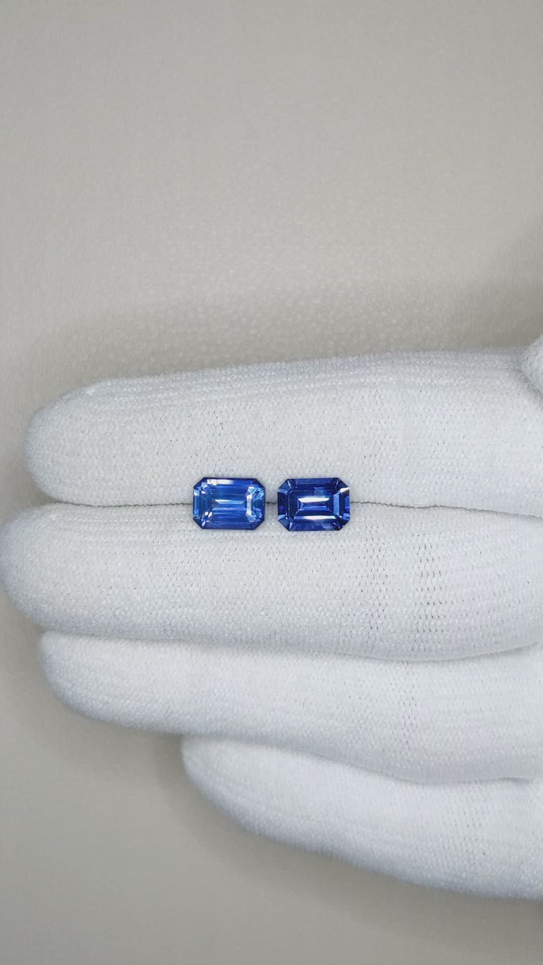 2.98&nbsp;Ct.Tw.Total Carat Weight Blue Sapphire Pair from Ceylon (Sri Lanka) Size Video