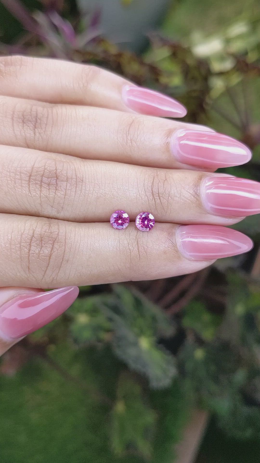 0.79 Ct.Tw.Total Carat Weight Pinkish Purple Sapphire Pair from Ceylon (Sri Lanka) Size Video