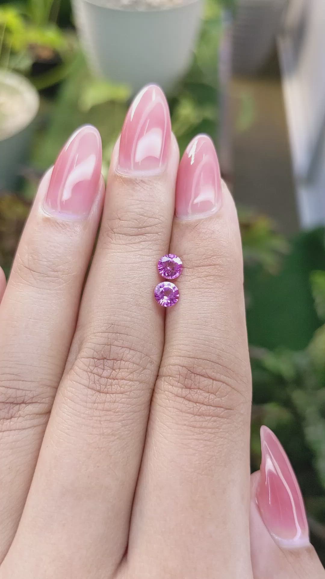 0.79 Ct.Tw.Total Carat Weight Pinkish Purple Sapphire Pair from Ceylon (Sri Lanka) Size Video