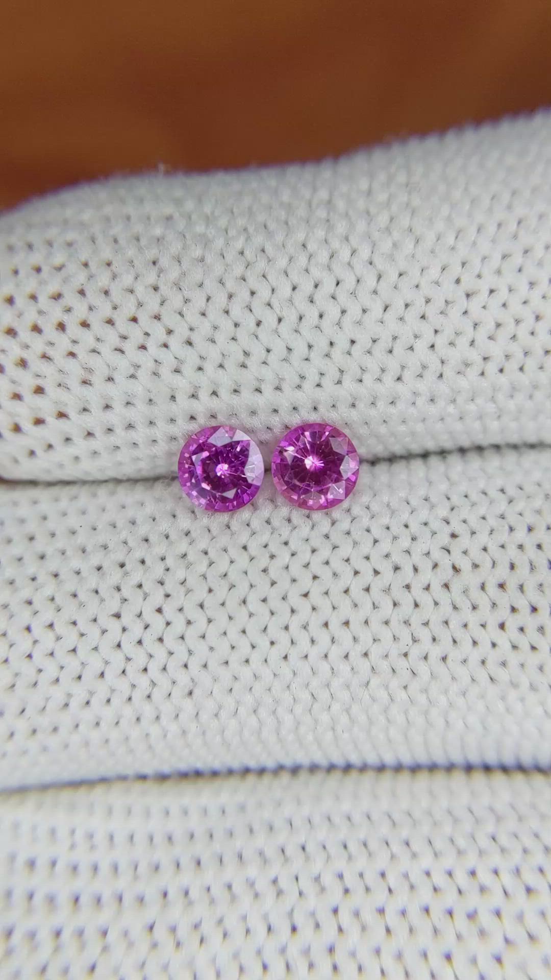 0.79 Ct.Tw.Total Carat Weight Pinkish Purple Sapphire Pair from Ceylon (Sri Lanka) Size Video