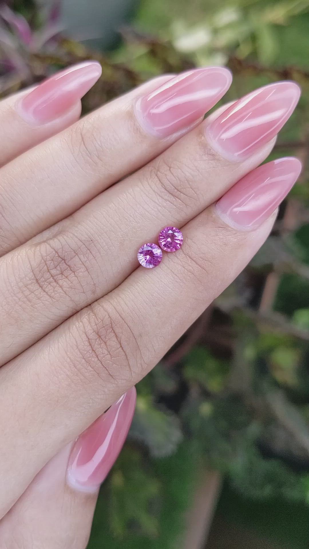 0.79 Ct.Tw.Total Carat Weight Pinkish Purple Sapphire Pair from Ceylon (Sri Lanka) Size Video