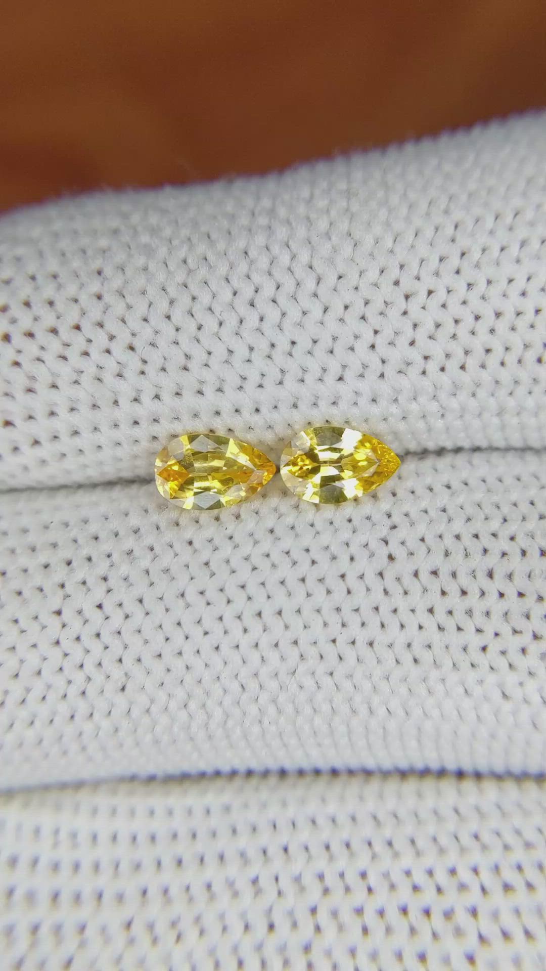 0.79&nbsp;Ct.Tw.Total Carat Weight Yellow Sapphire Pair from Ceylon (Sri Lanka) Size Video