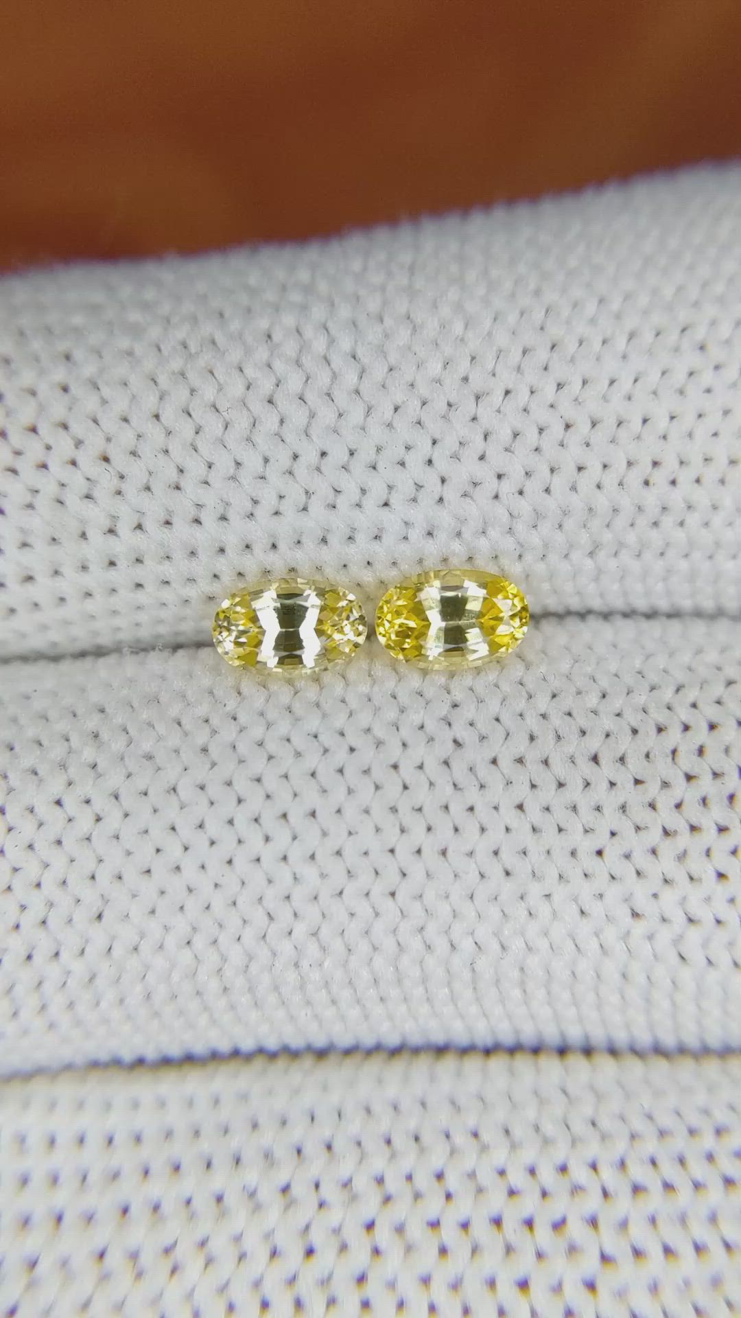 1.19 Ct.Tw.Total Carat Weight Yellow Sapphire Pair from Ceylon (Sri Lanka) Size Video