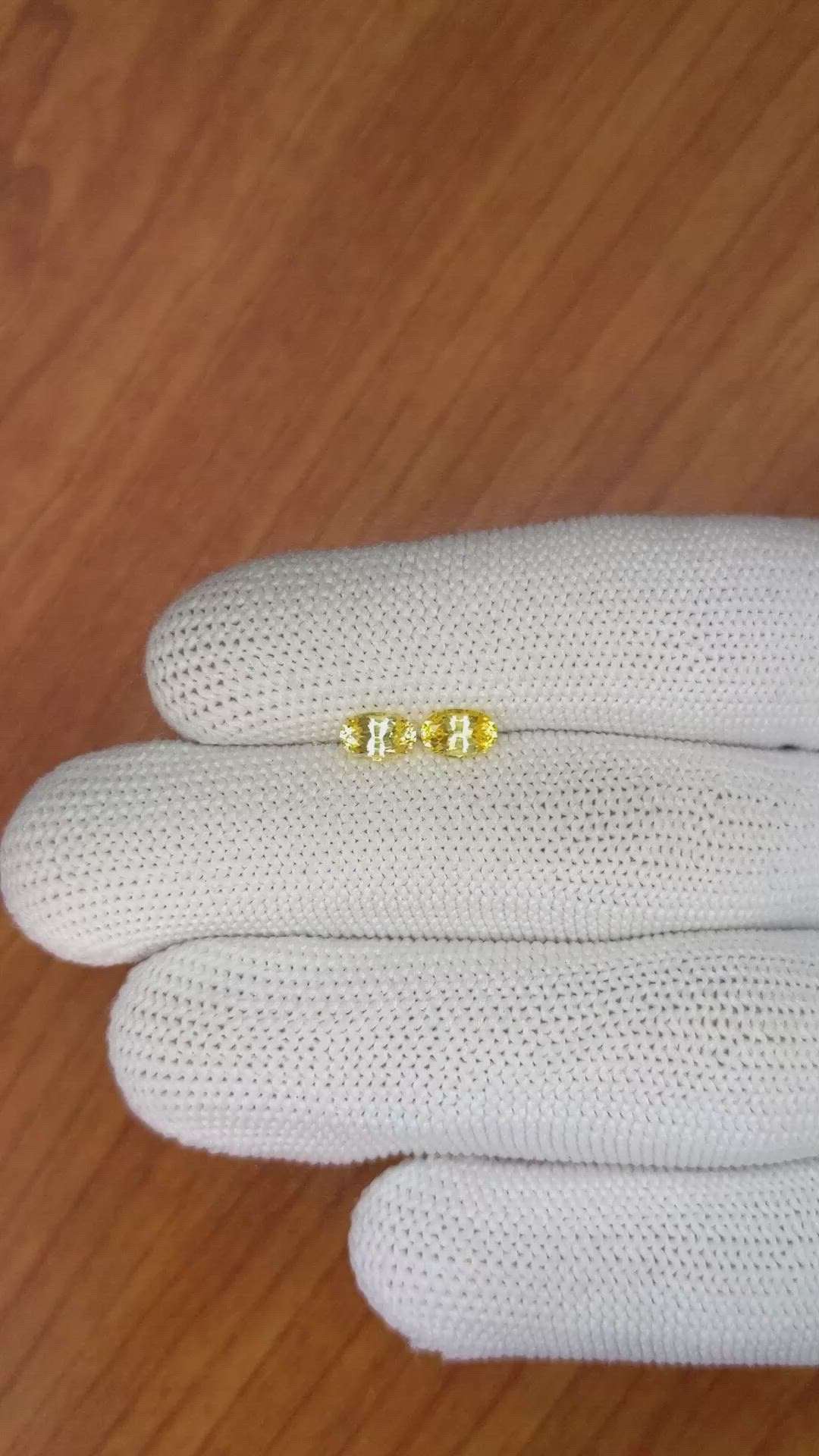 1.19 Ct.Tw.Total Carat Weight Yellow Sapphire Pair from Ceylon (Sri Lanka) Size Video