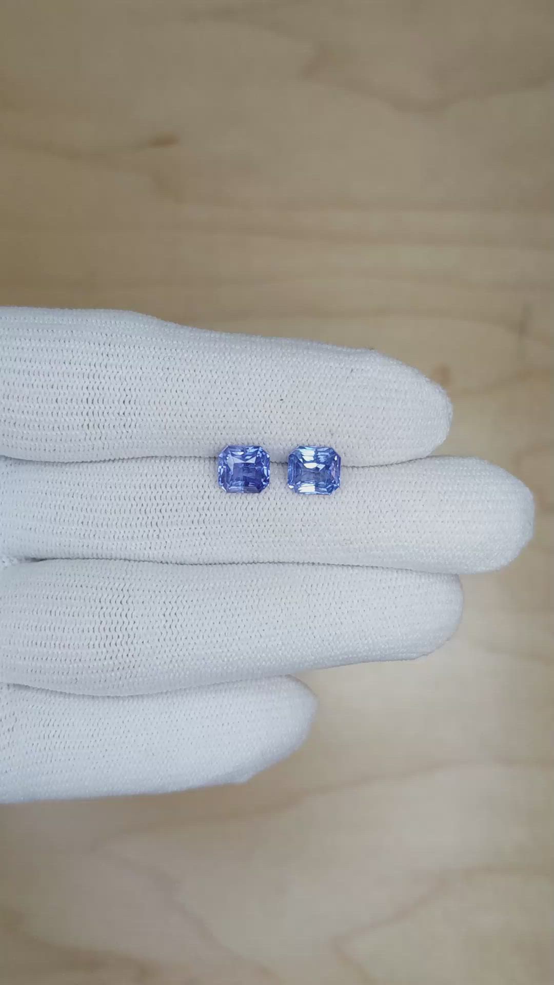3.46&nbsp;Ct.Tw.Total Carat Weight Blue Sapphire Pair from Ceylon (Sri Lanka) Size Video