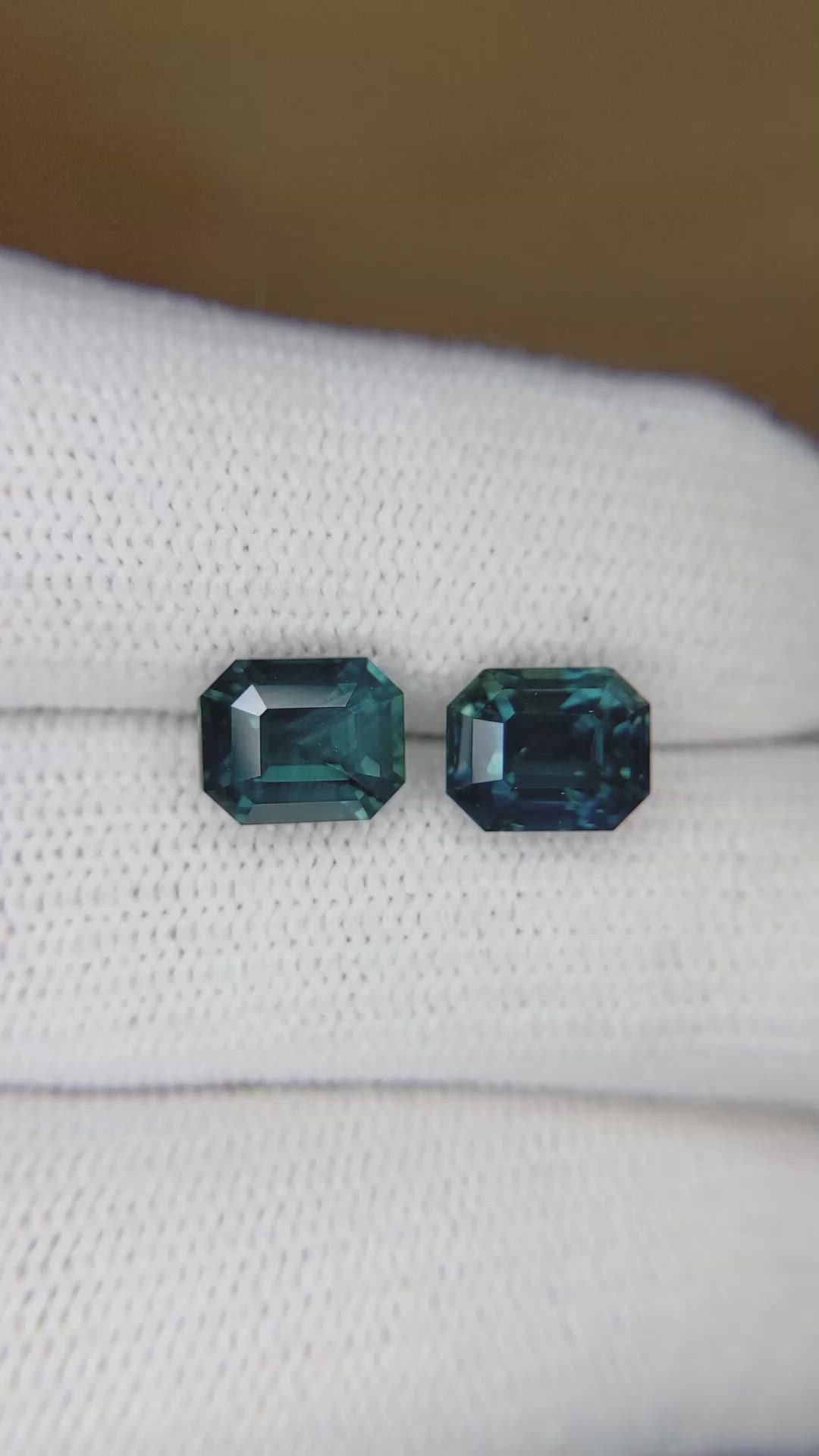4.96&nbsp;Ct.Tw.Total Carat Weight Bluish Green Sapphire Pair from Ceylon (Sri Lanka) Size Video