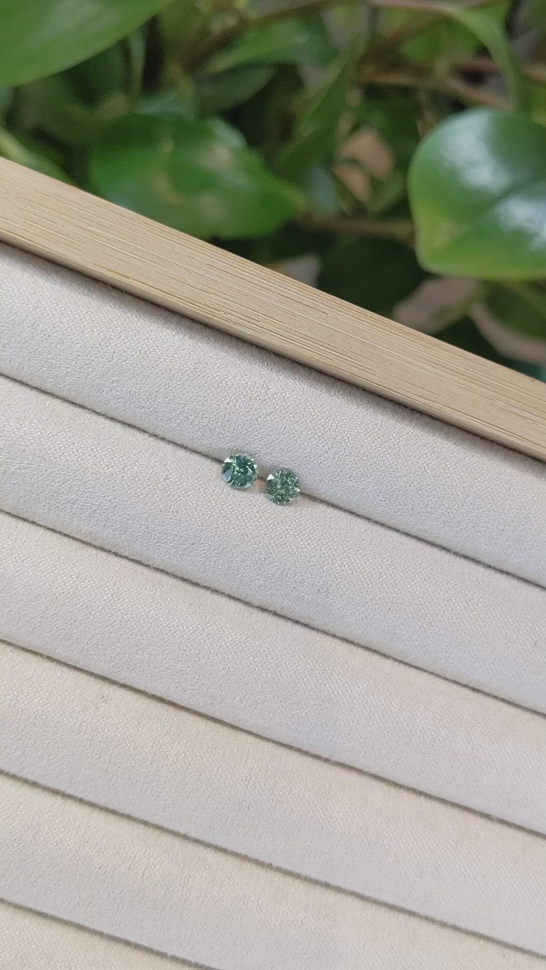 0.92&nbsp;Ct.Tw.Total Carat Weight Bluish Green Sapphire Pair from Madagascar Size Video