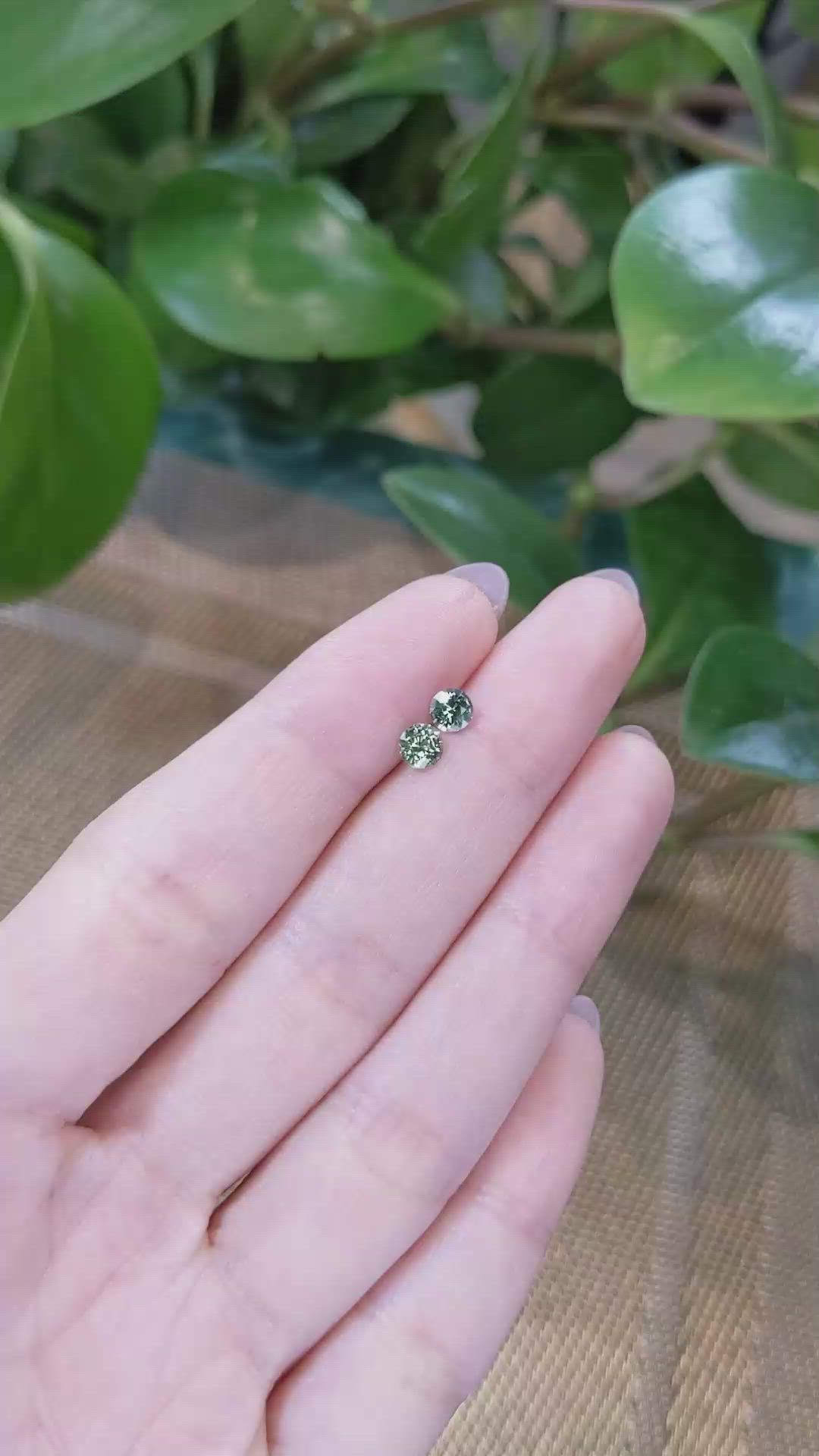 0.87&nbsp;Ct.Tw.Total Carat Weight Bluish Green Sapphire Pair from Madagascar Size Video