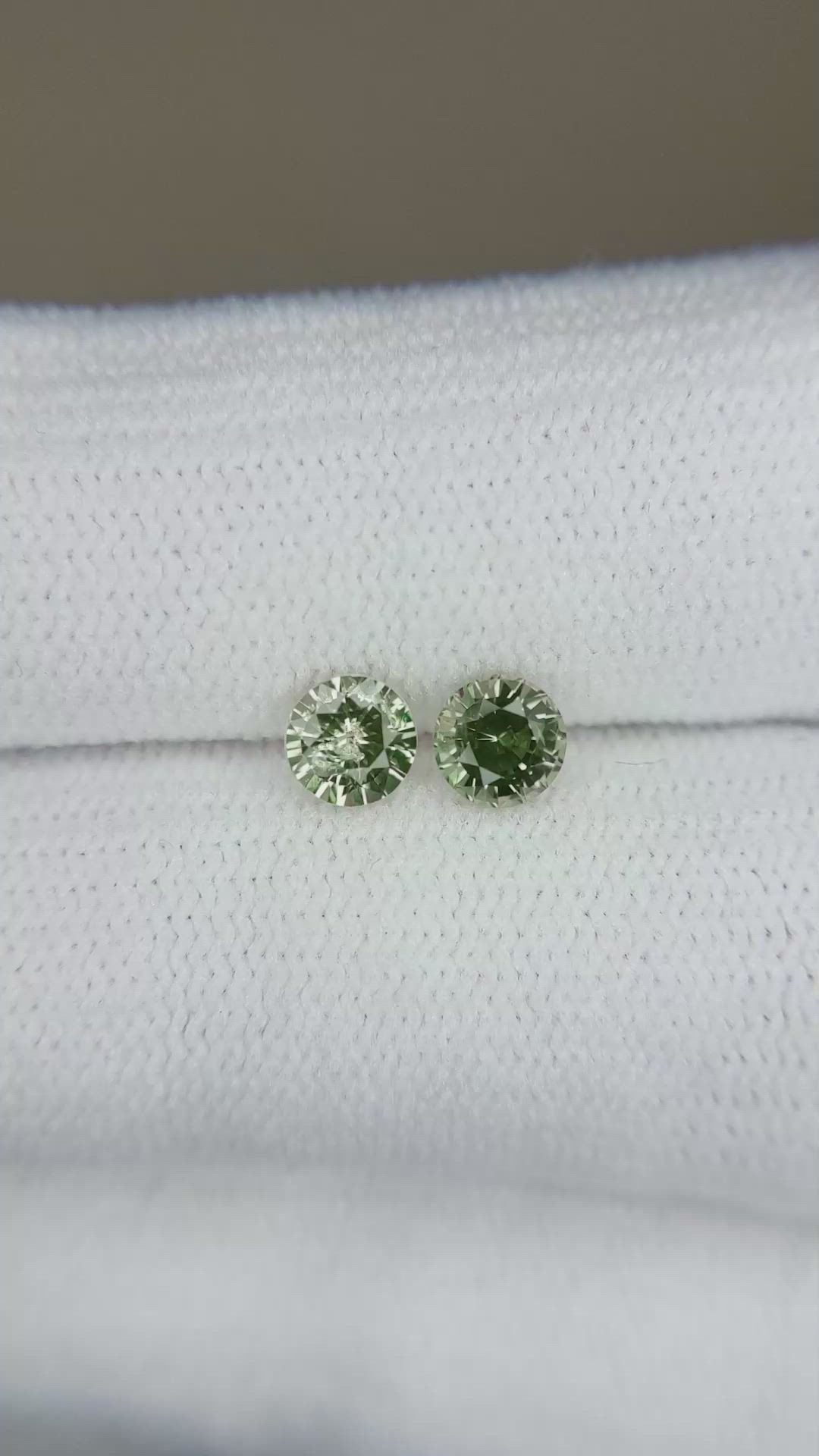 0.86 Ct.Tw.Total Carat Weight Green Sapphire Pair from Madagascar Size Video