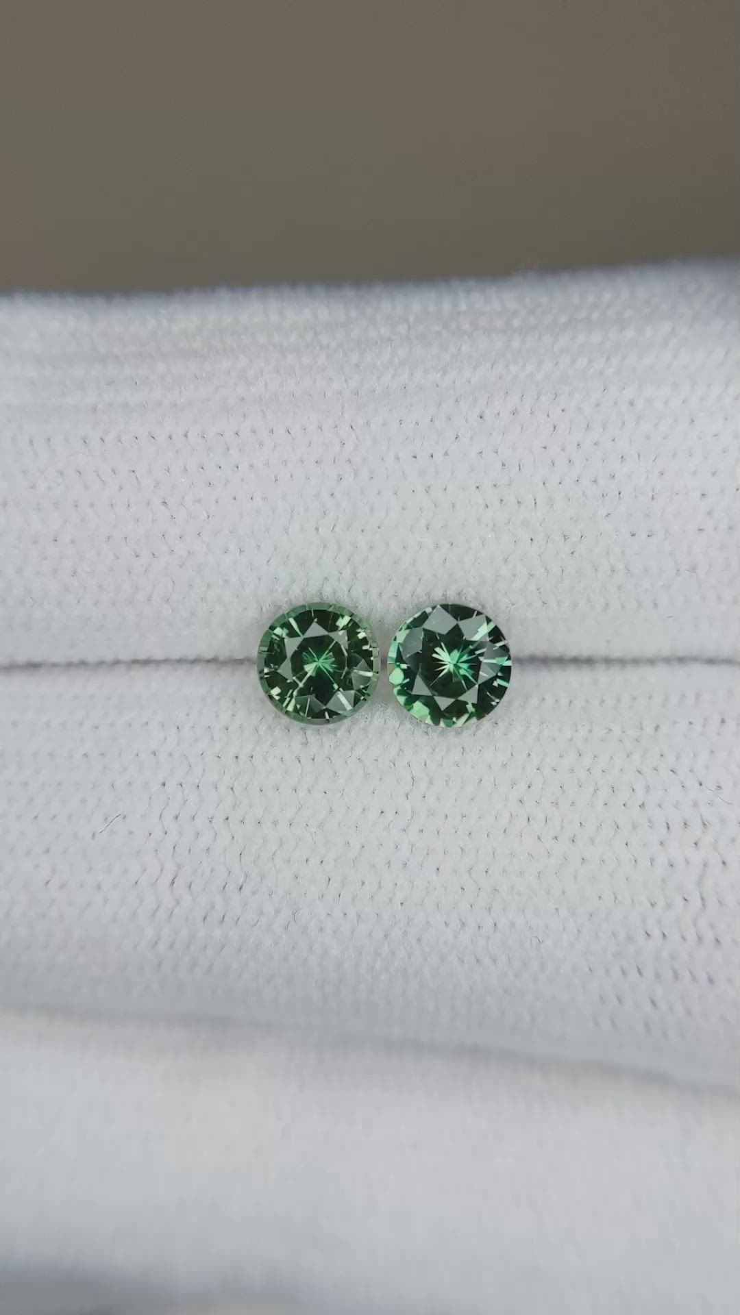 1.03 Ct.Tw.Total Carat Weight Bluish Green Sapphire Pair from Madagascar Size Video