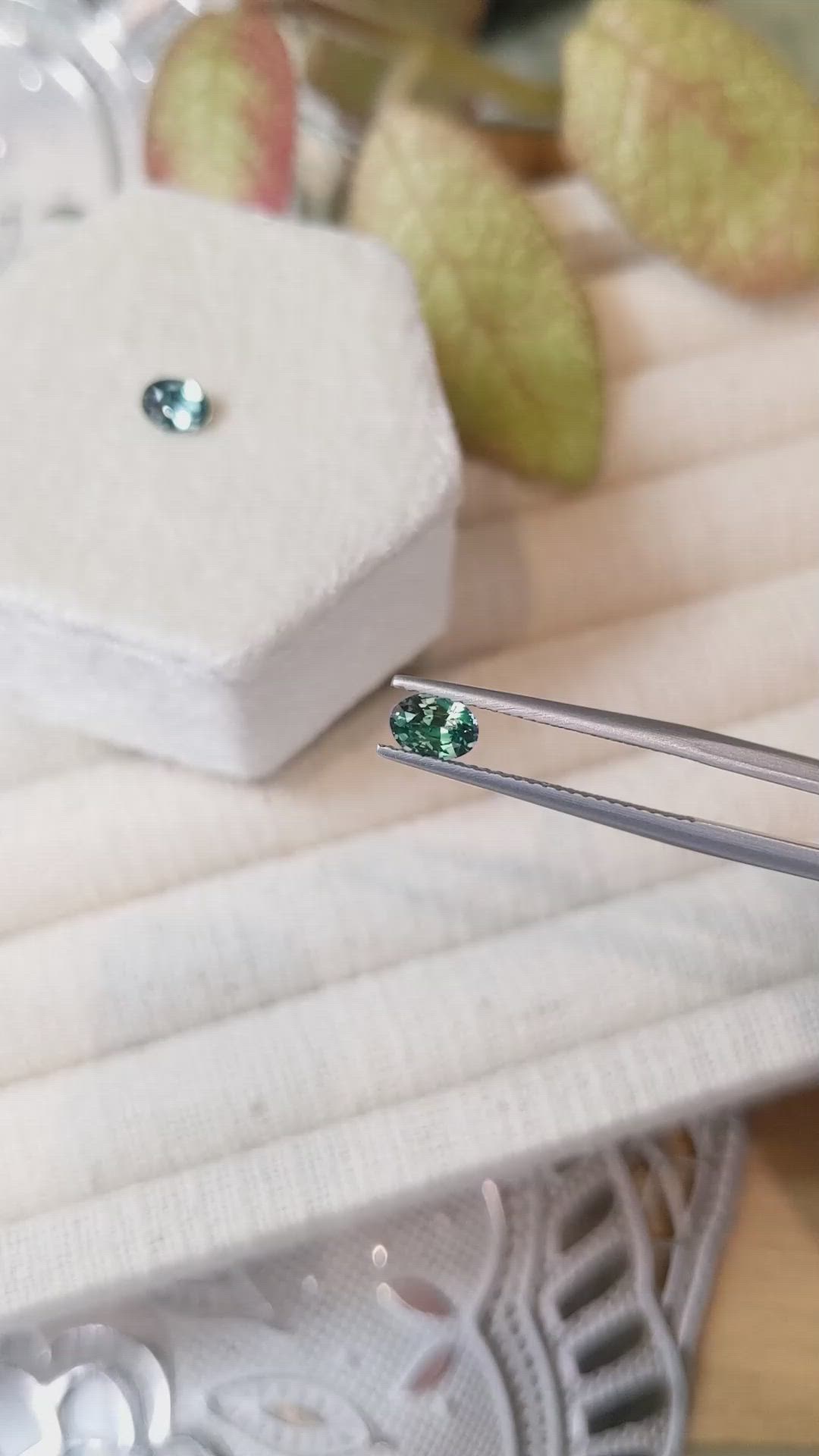 1.14&nbsp;Ct.Tw.Total Carat Weight Greenish Blue Sapphire Pair from Madagascar Size Video