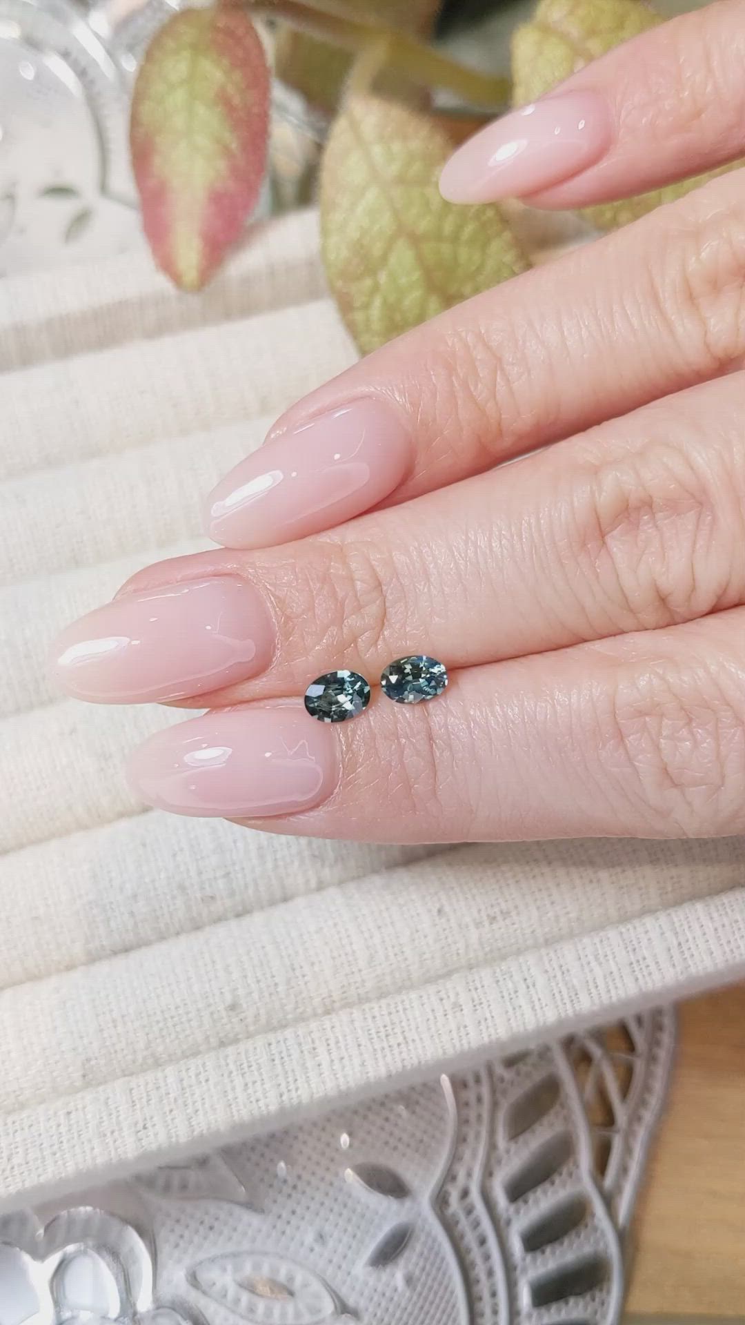 1.14&nbsp;Ct.Tw.Total Carat Weight Greenish Blue Sapphire Pair from Madagascar Size Video