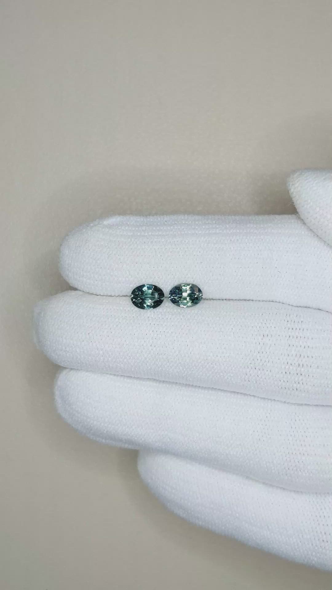 1.14&nbsp;Ct.Tw.Total Carat Weight Greenish Blue Sapphire Pair from Madagascar Size Video