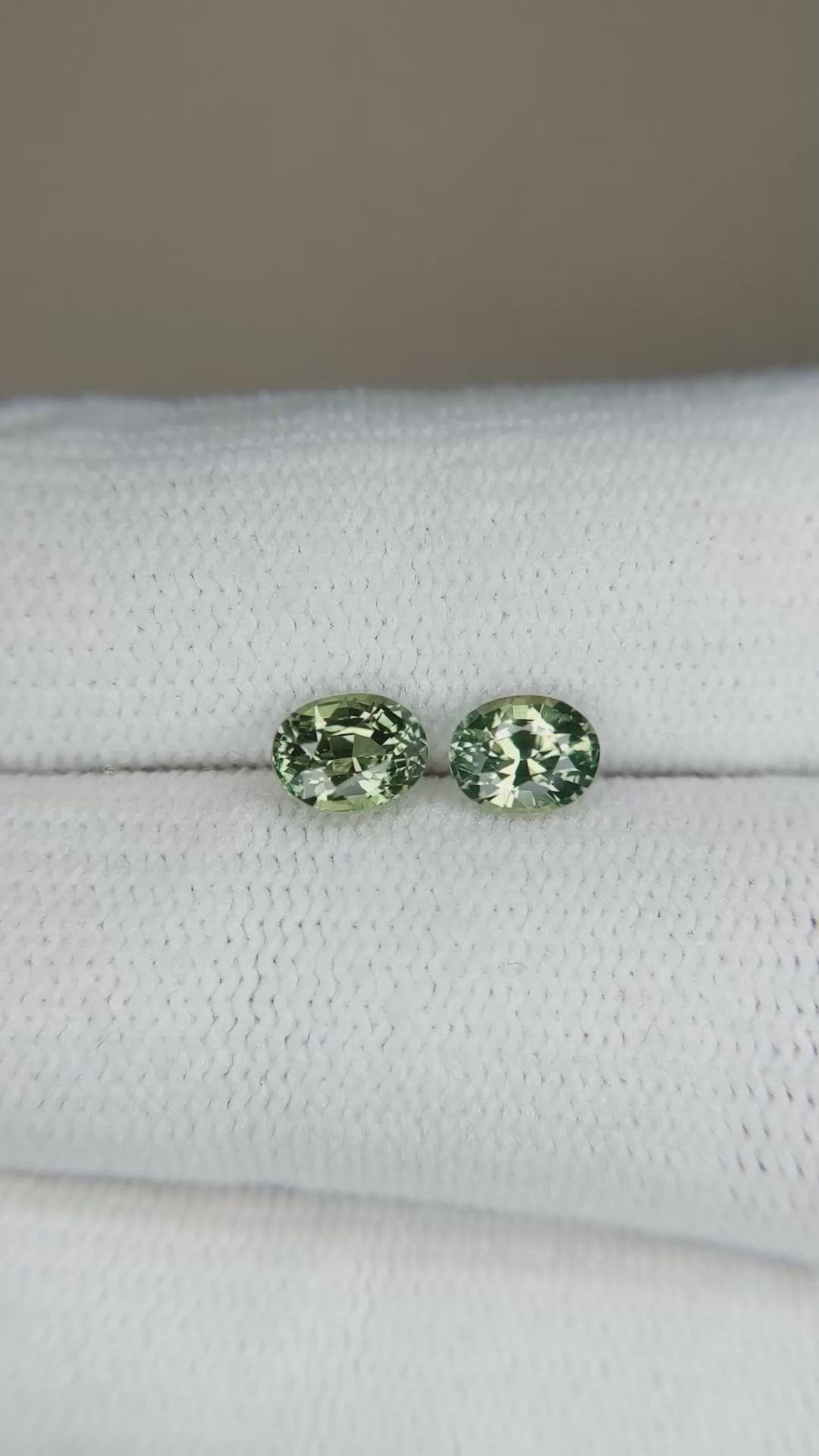 1.33&nbsp;Ct.Tw.Total Carat Weight Green Sapphire Pair from Madagascar Size Video
