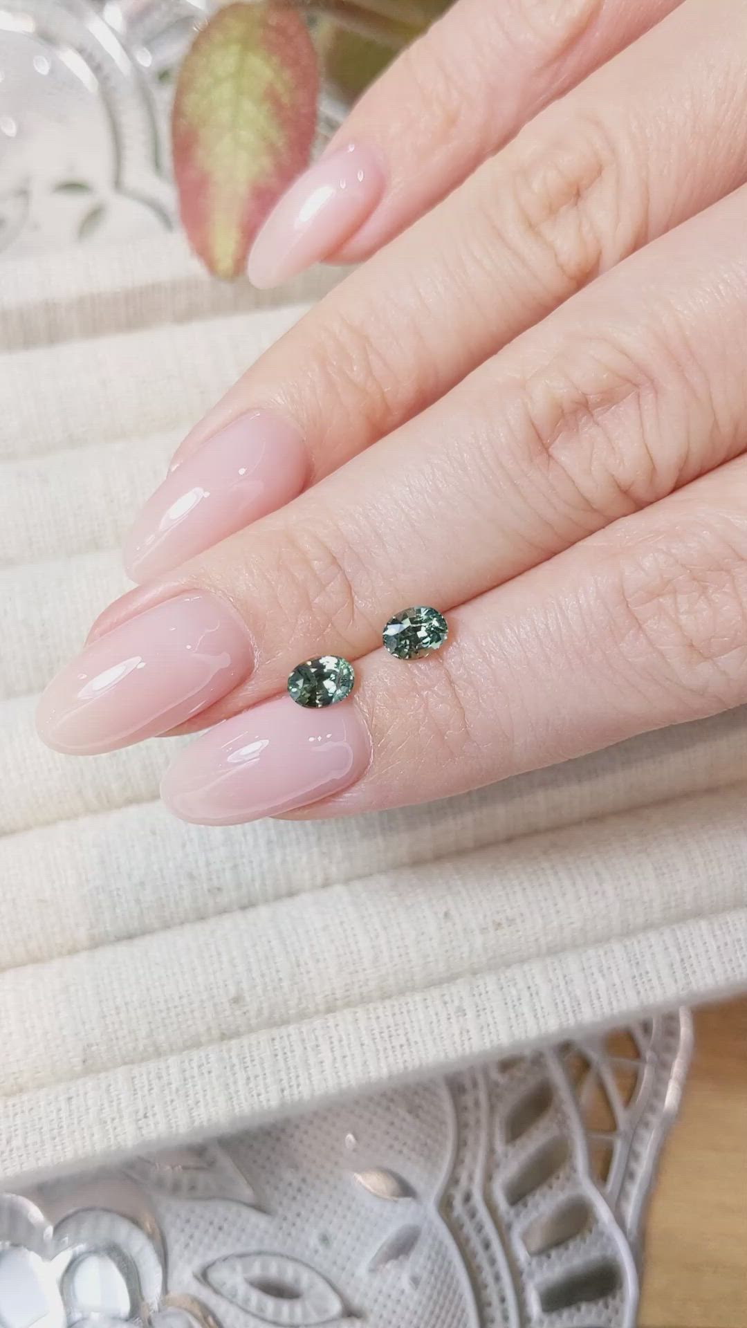 1.30&nbsp;Ct.Tw.Total Carat Weight Yellowish Green Sapphire Pair from Madagascar Size Video