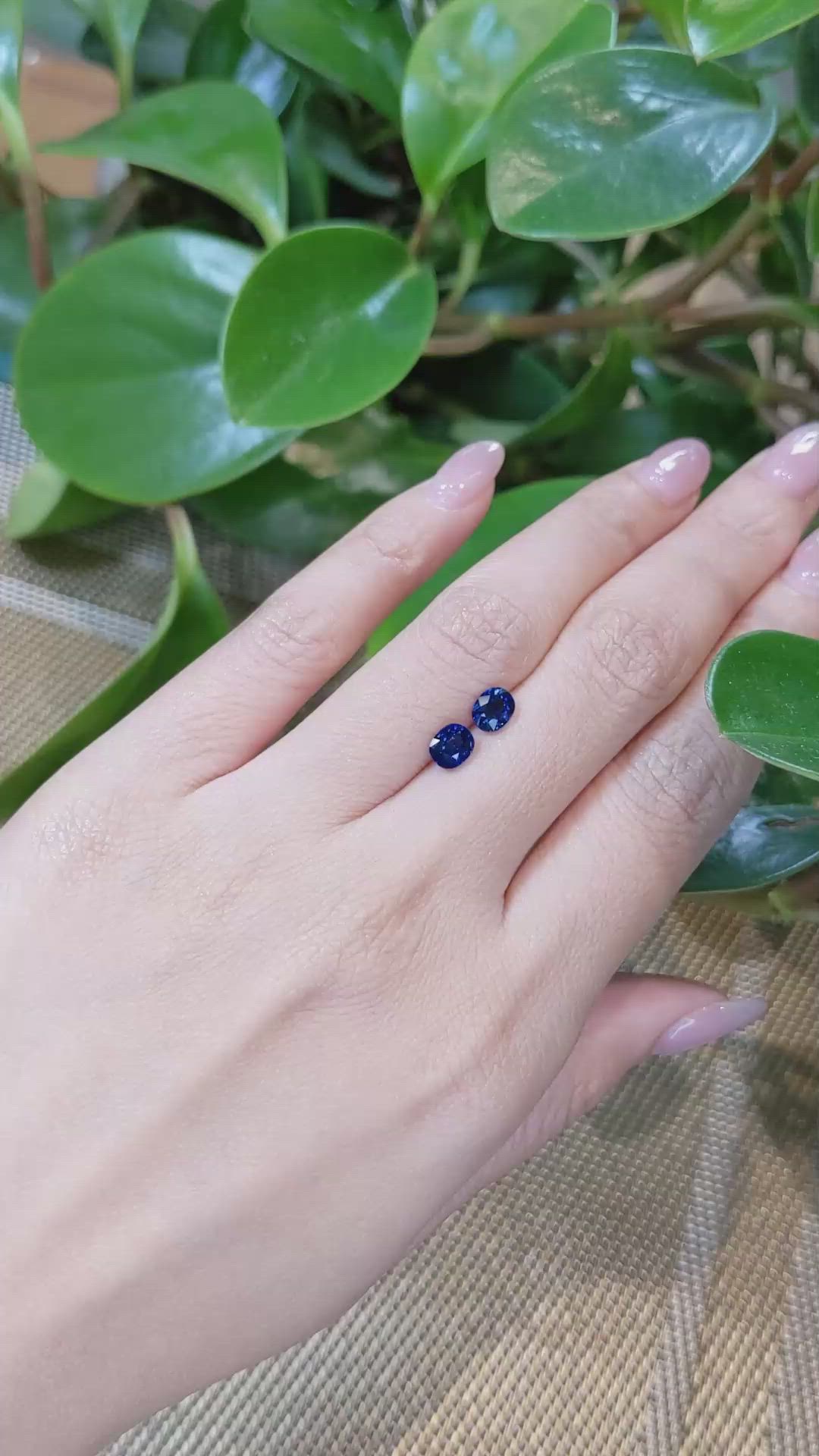 1.55 Ct.Tw.Total Carat Weight Blue Sapphire Pair from Ceylon (Sri Lanka) Size Video