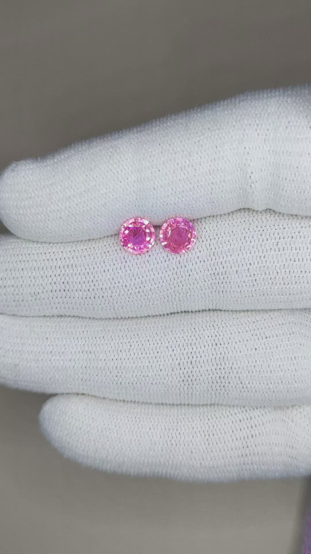 1.86&nbsp;Ct.Tw.Total Carat Weight Pink Sapphire Pair from Ceylon (Sri Lanka) Size Video