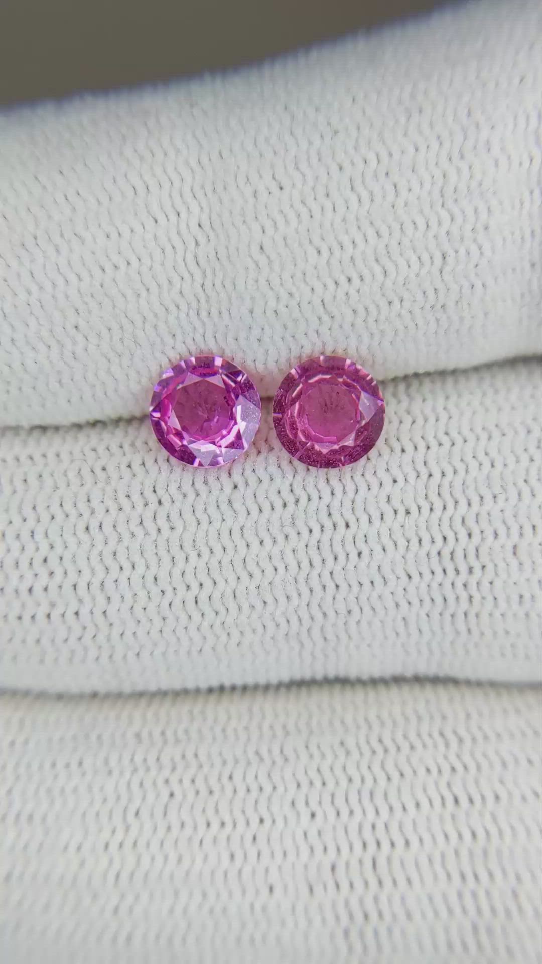 1.86&nbsp;Ct.Tw.Total Carat Weight Pink Sapphire Pair from Ceylon (Sri Lanka) Size Video