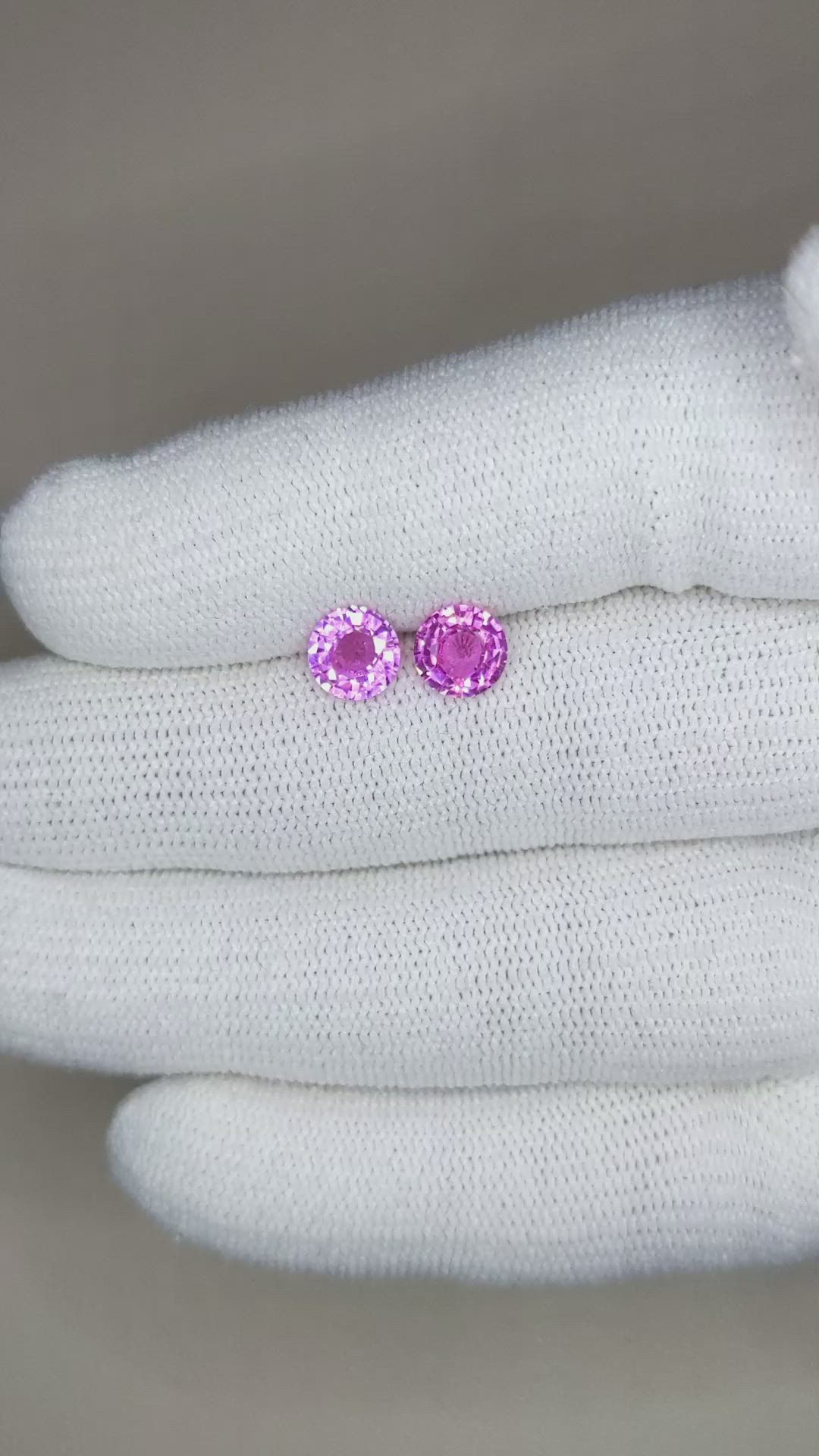 2.10&nbsp;Ct.Tw.Total Carat Weight Pink Sapphire Pair from Ceylon (Sri Lanka) Size Video