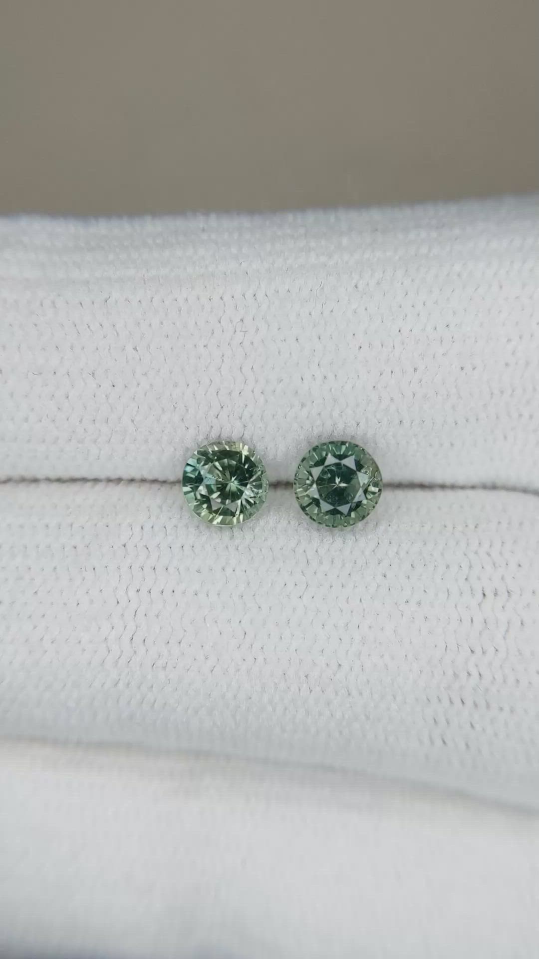 1.24&nbsp;Ct.Tw.Total Carat Weight Green Sapphire Pair from Madagascar Size Video