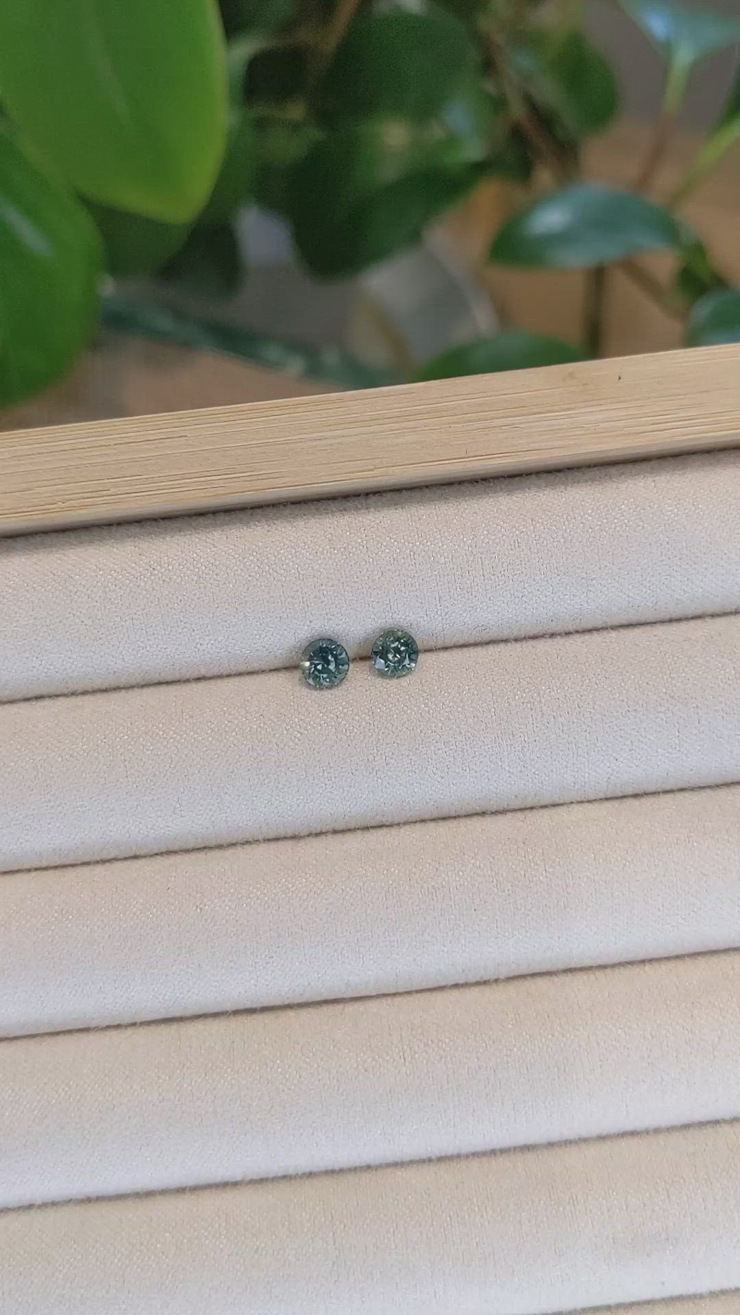 1.10&nbsp;Ct.Tw.Total Carat Weight Bluish Green Sapphire Pair from Madagascar Size Video