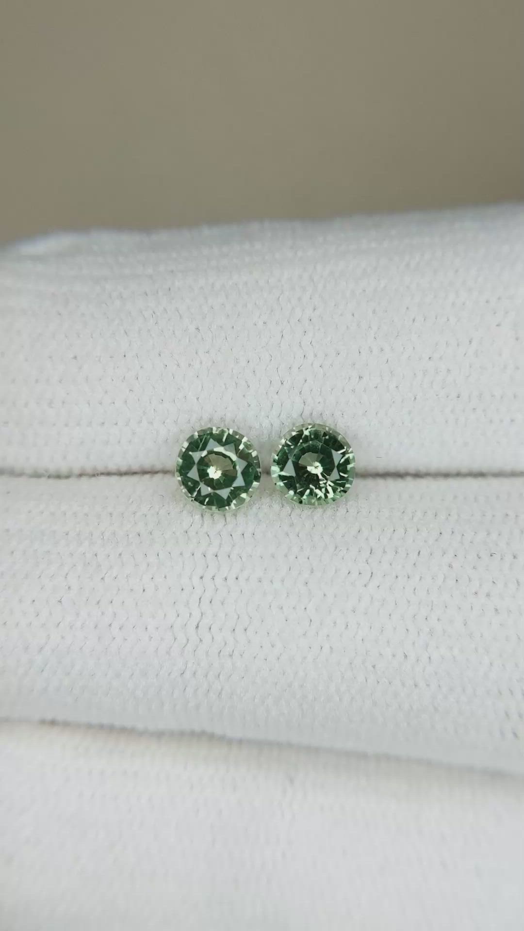 1.10&nbsp;Ct.Tw.Total Carat Weight Green Sapphire Pair from Madagascar Size Video