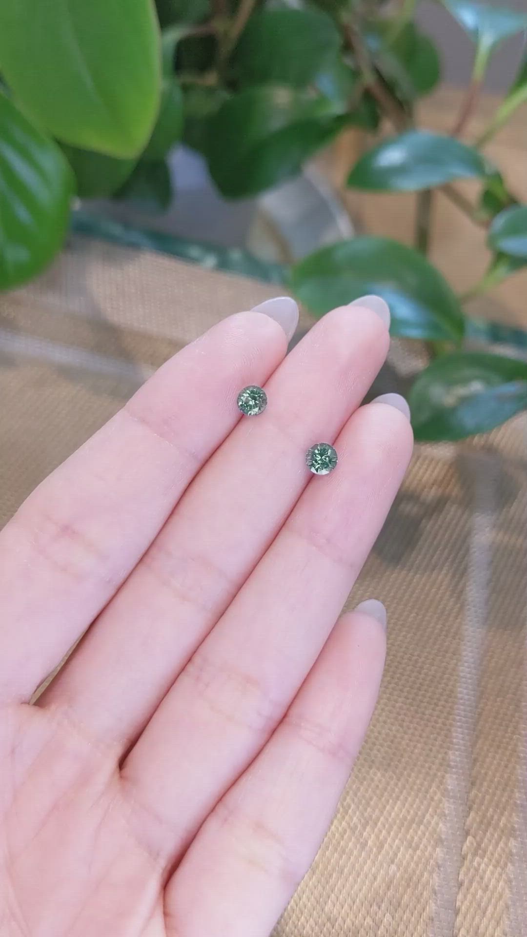 1.10&nbsp;Ct.Tw.Total Carat Weight Green Sapphire Pair from Madagascar Size Video