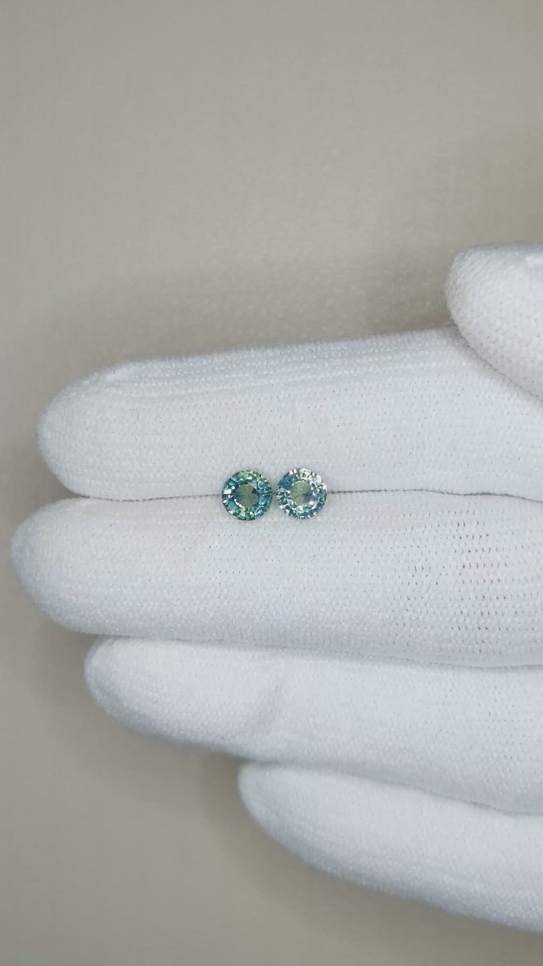 1.13&nbsp;Ct.Tw.Total Carat Weight Bi Color Sapphire Pair from Madagascar Size Video