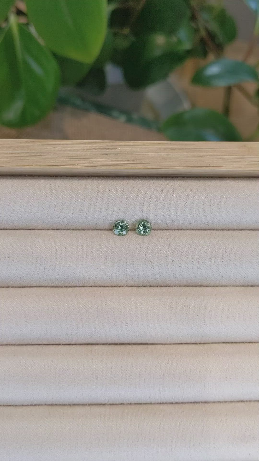 0.90&nbsp;Ct.Tw.Total Carat Weight Yellowish Green Sapphire Pair from Madagascar Size Video