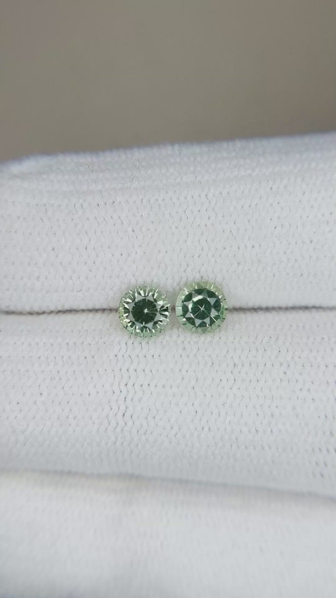 0.90 Ct.Tw.Total Carat Weight Yellowish Green Sapphire Pair from Madagascar Size Video