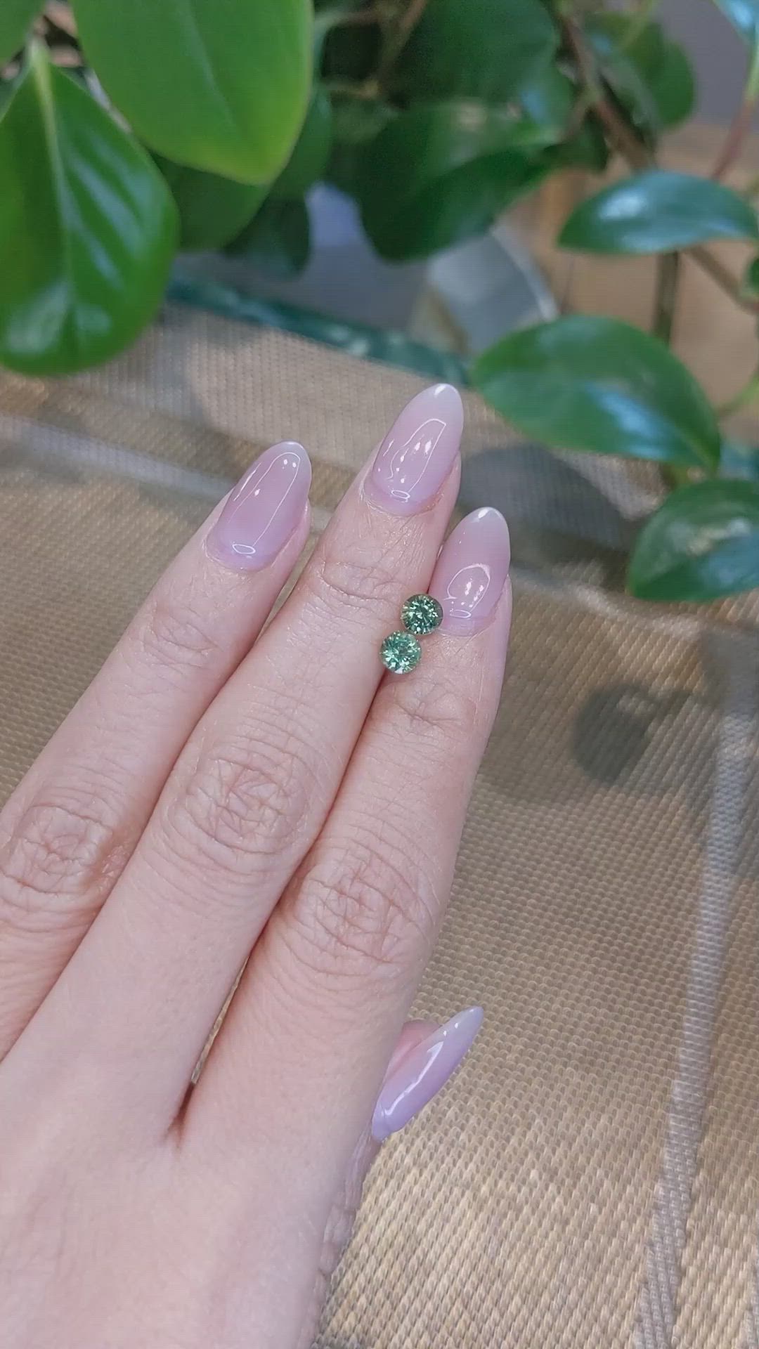 1.35&nbsp;Ct.Tw.Total Carat Weight Yellowish Green Sapphire Pair from Madagascar Size Video