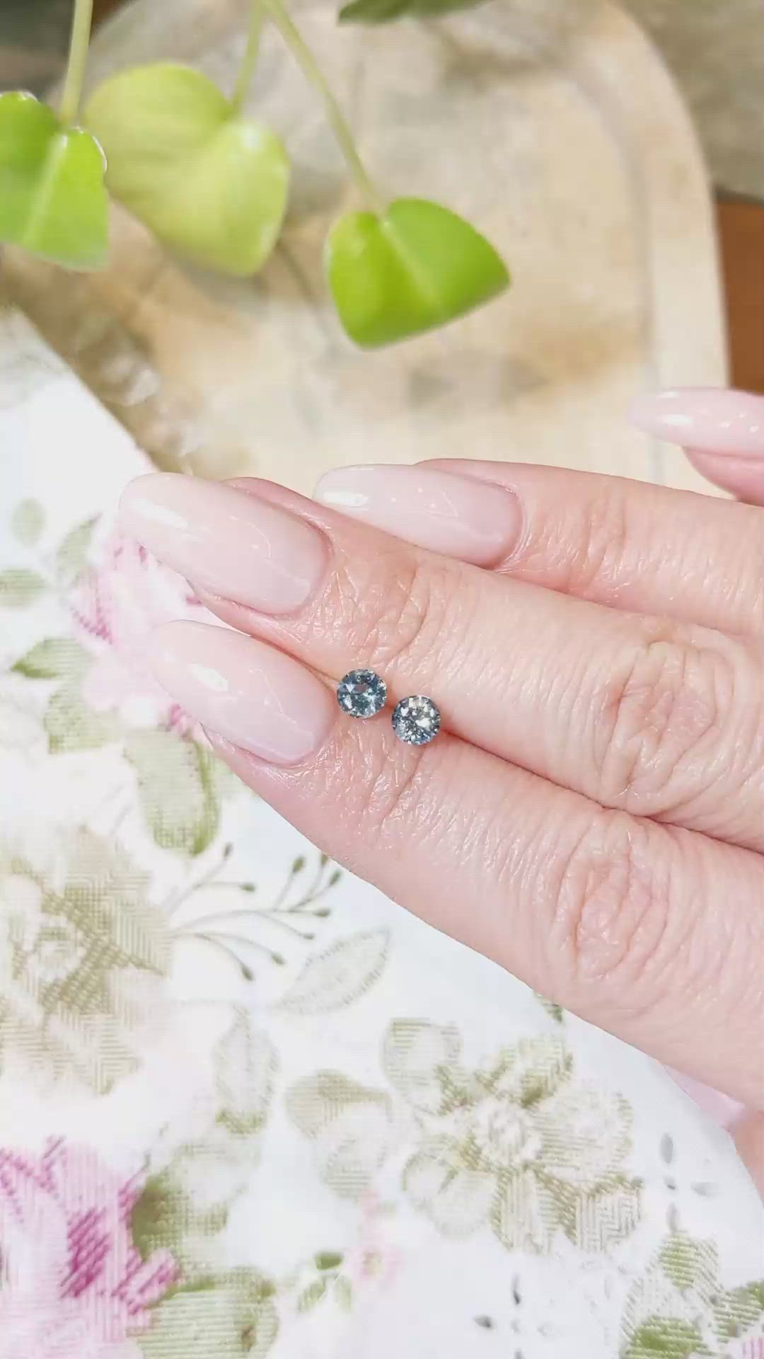 0.97&nbsp;Ct.Tw.Total Carat Weight Greenish Blue Sapphire Pair from Madagascar Size Video