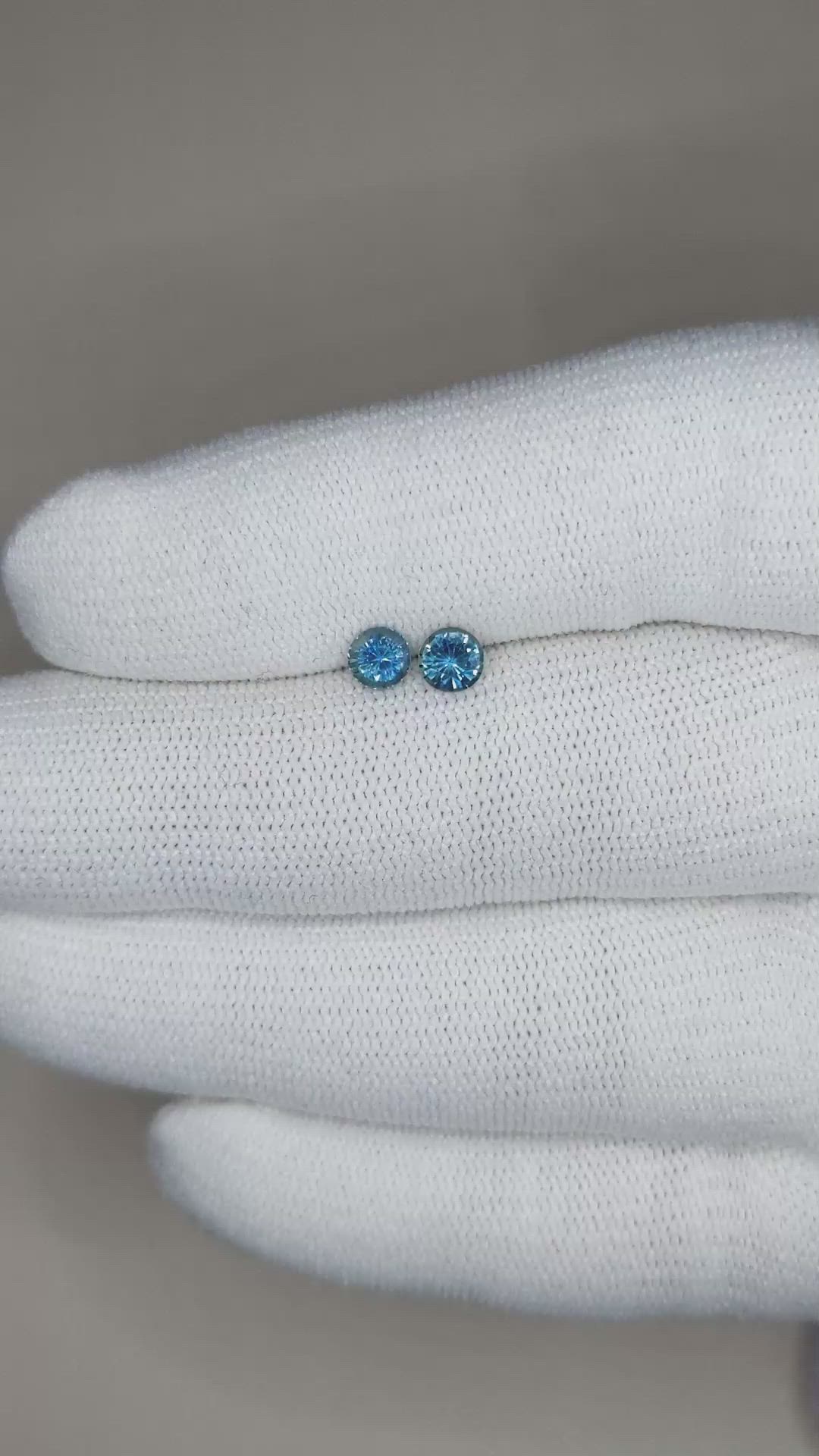 0.84 Ct.Tw.Total Carat Weight Blue Sapphire Pair from Madagascar Size Video