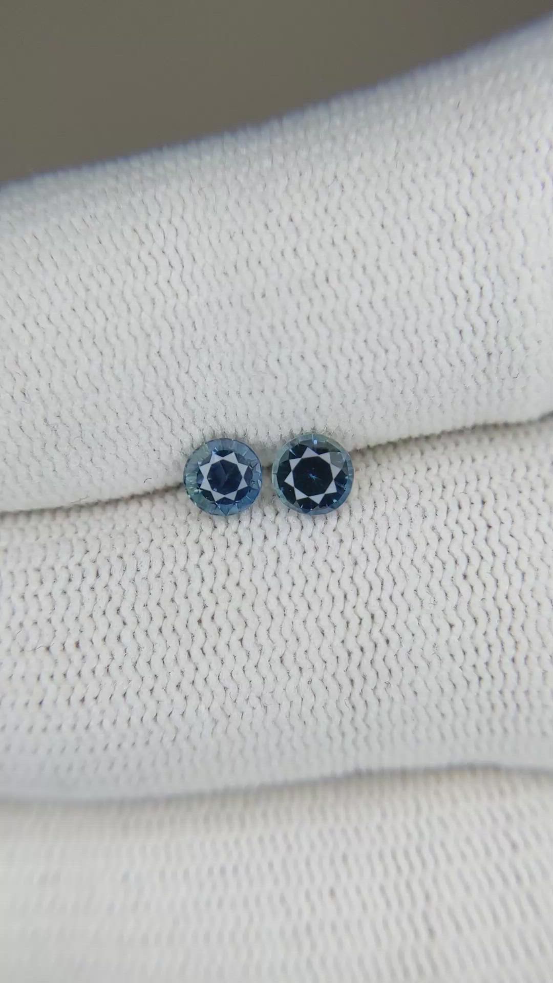0.84 Ct.Tw.Total Carat Weight Blue Sapphire Pair from Madagascar Size Video