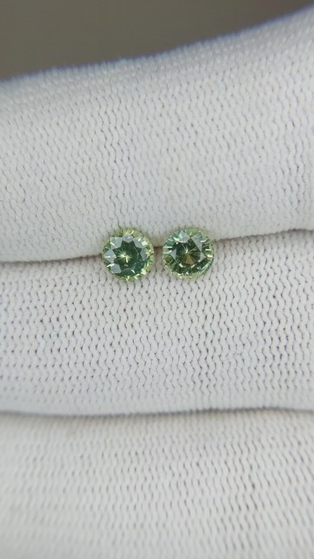 1.23&nbsp;Ct.Tw.Total Carat Weight Green Sapphire Pair from Madagascar Size Video