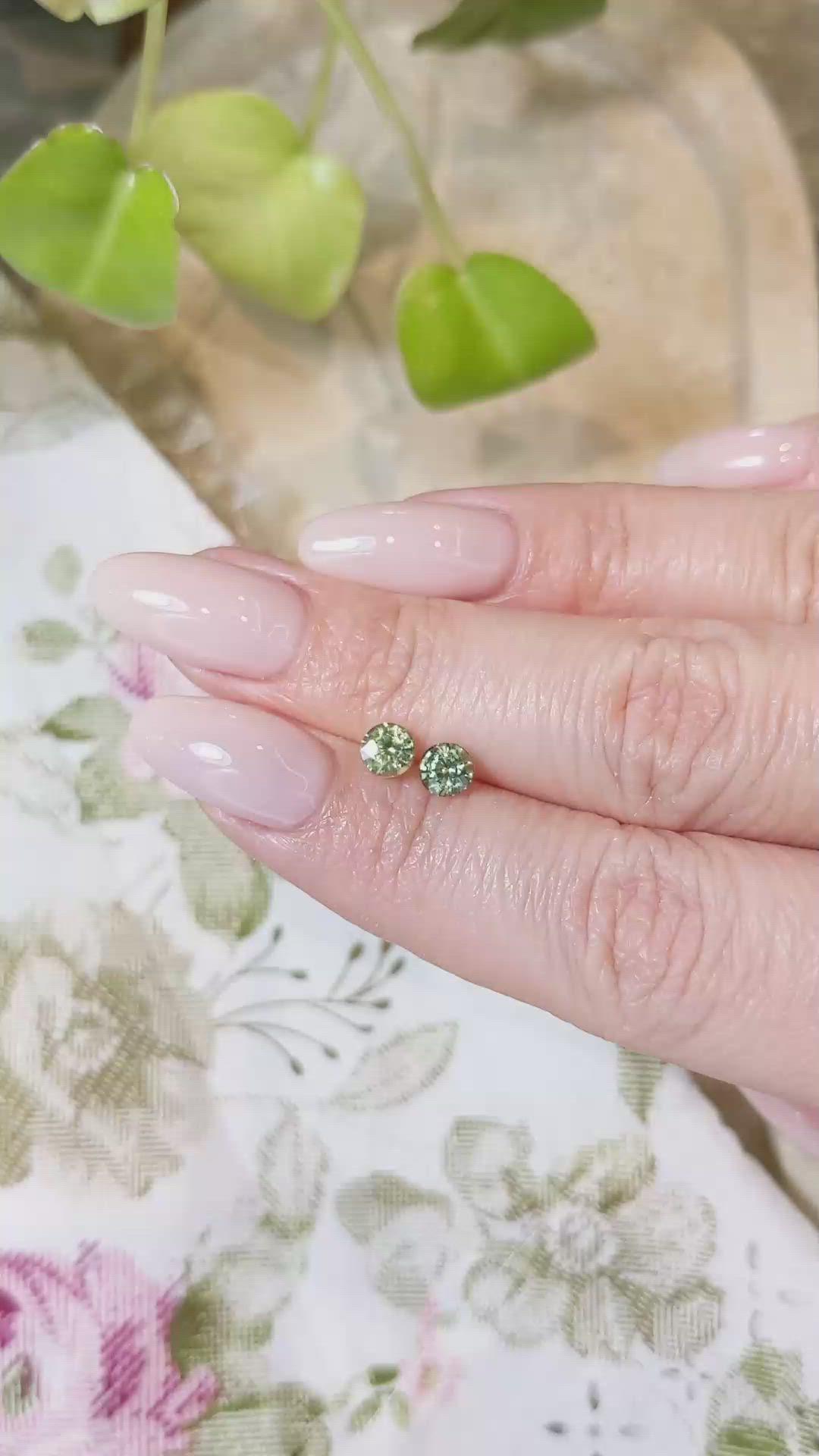 1.23&nbsp;Ct.Tw.Total Carat Weight Green Sapphire Pair from Madagascar Size Video
