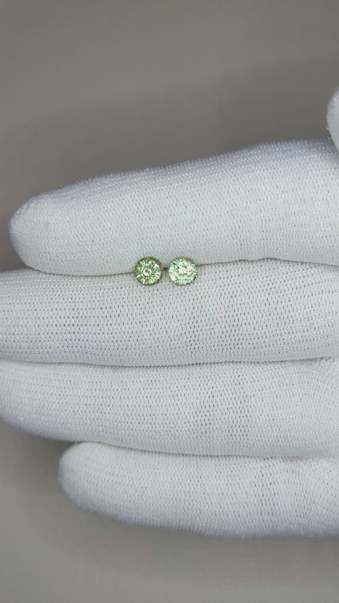 1.23&nbsp;Ct.Tw.Total Carat Weight Green Sapphire Pair from Madagascar Size Video