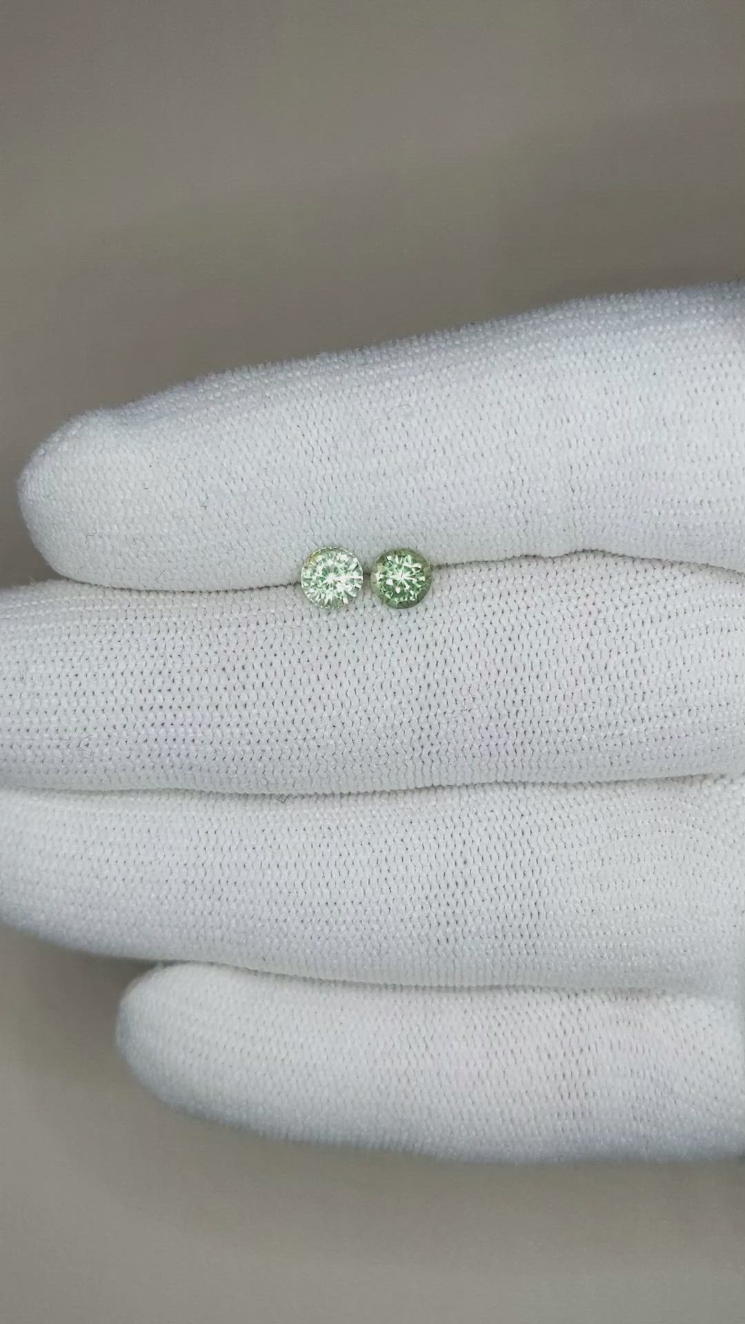 1.03&nbsp;Ct.Tw.Total Carat Weight Green Sapphire Pair from Madagascar Size Video