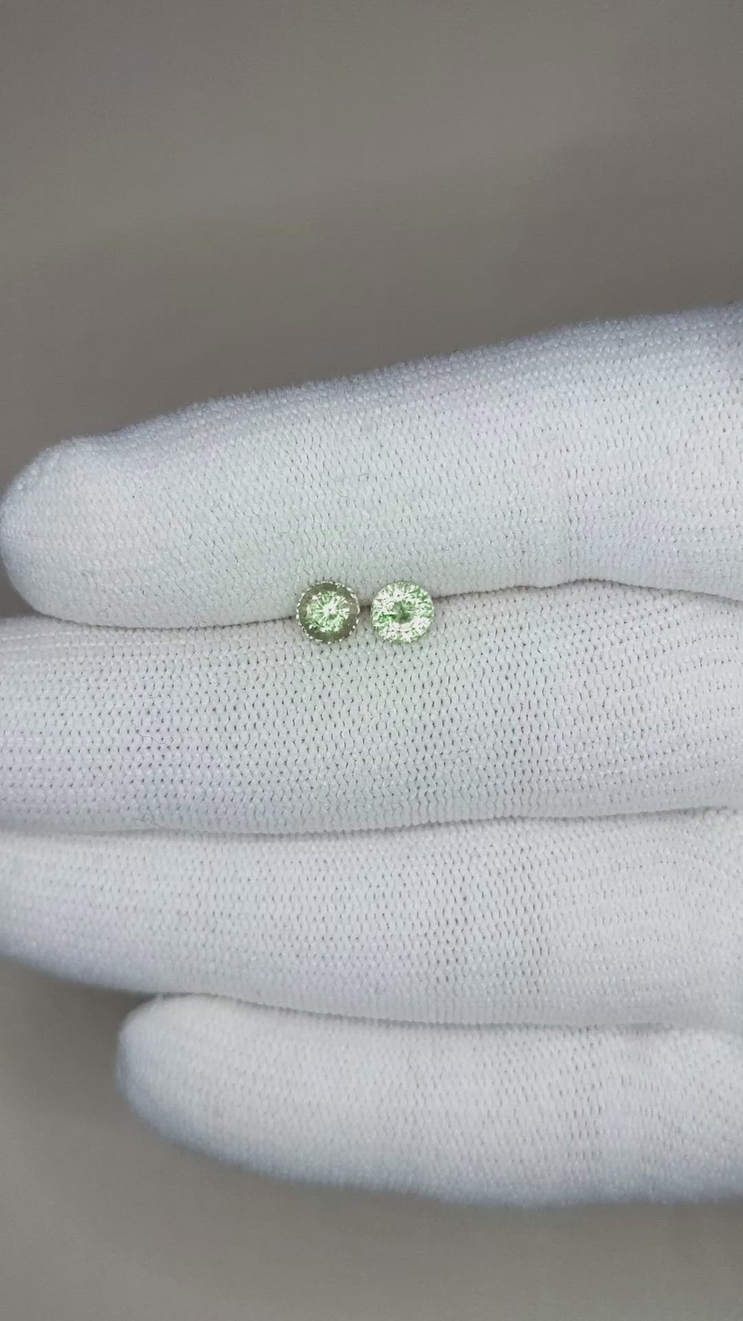 1.18&nbsp;Ct.Tw.Total Carat Weight Green Sapphire Pair from Madagascar Size Video