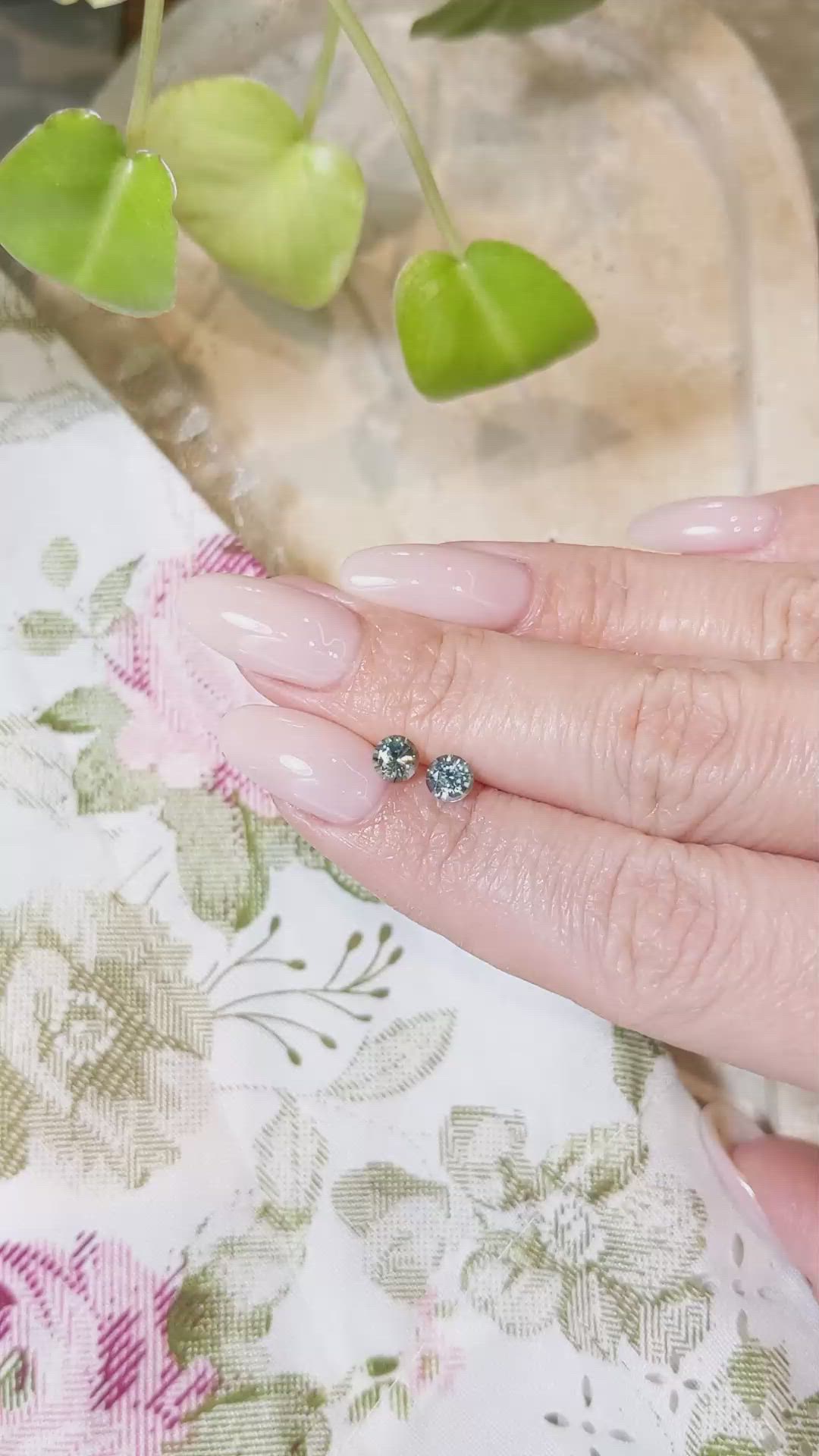 0.93&nbsp;Ct.Tw.Total Carat Weight Greenish Blue Sapphire Pair from Madagascar Size Video