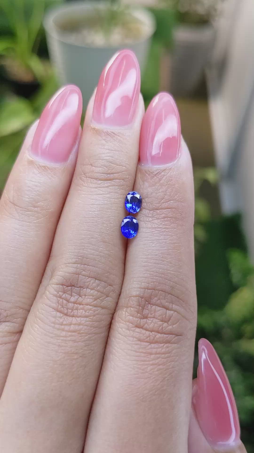 0.68&nbsp;Ct.Tw.Total Carat Weight Blue Sapphire Pair from Ceylon (Sri Lanka) Size Video