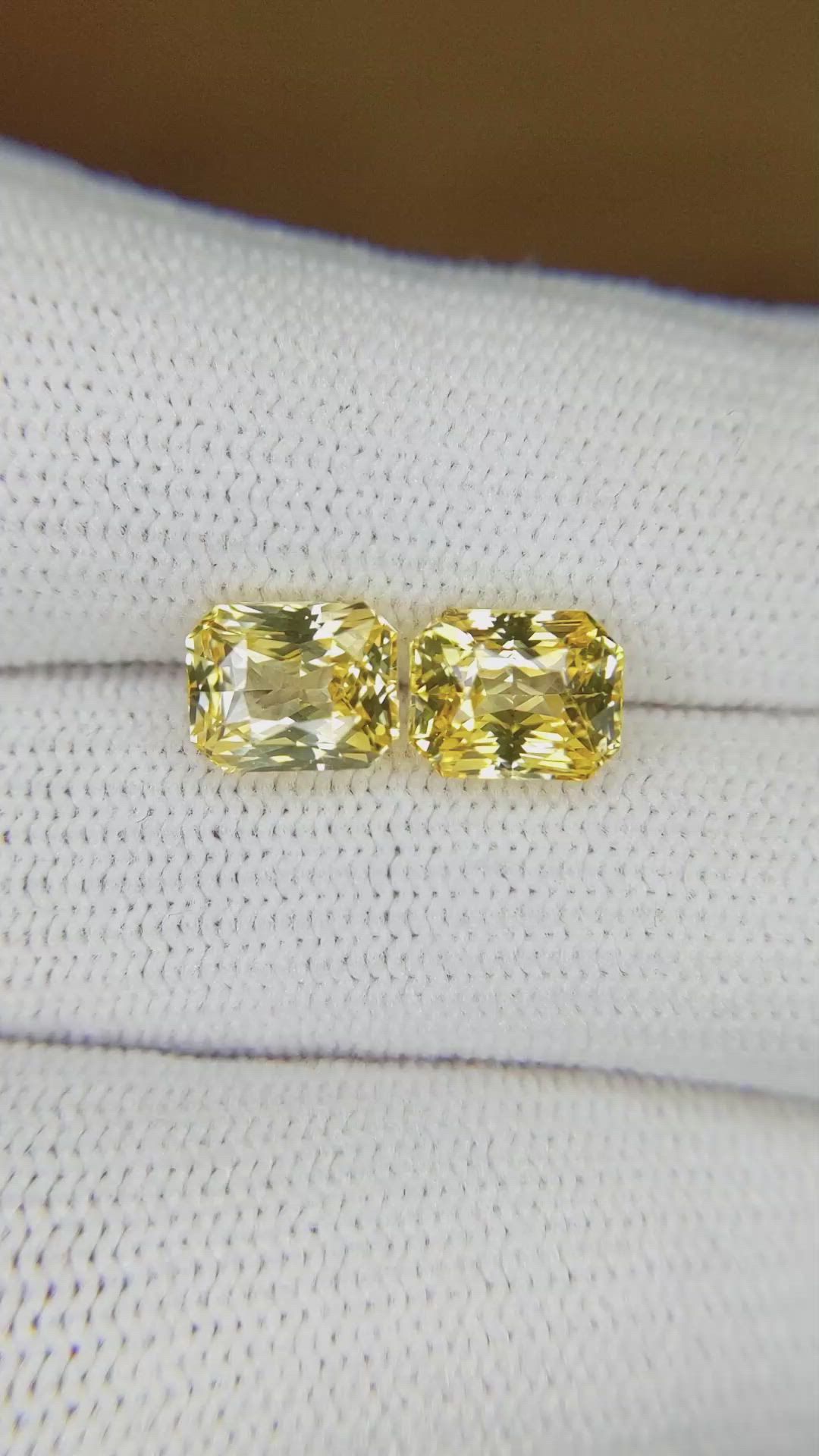 4.13&nbsp;Ct.Tw.Total Carat Weight Yellow Sapphire Pair from Ceylon (Sri Lanka) Size Video