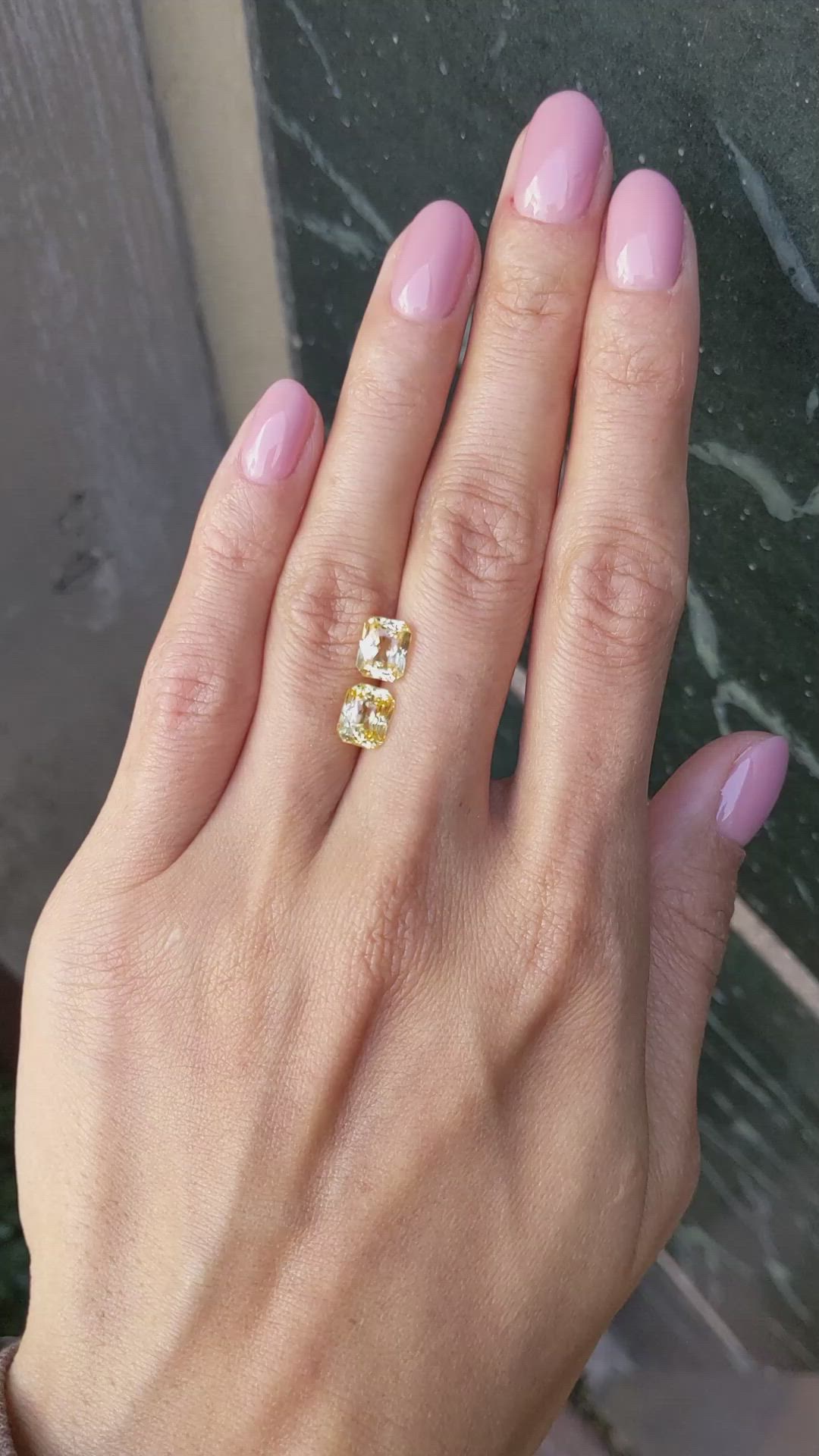 4.13&nbsp;Ct.Tw.Total Carat Weight Yellow Sapphire Pair from Ceylon (Sri Lanka) Size Video