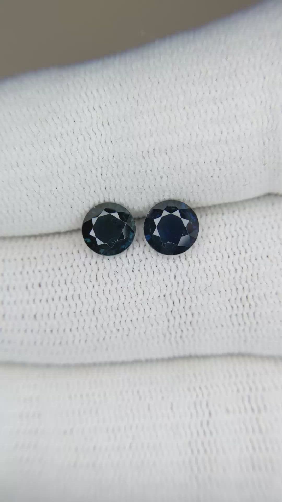 1.63 Ct.Tw.Total Carat Weight Blue Sapphire Pair from Ceylon (Sri Lanka) Size Video