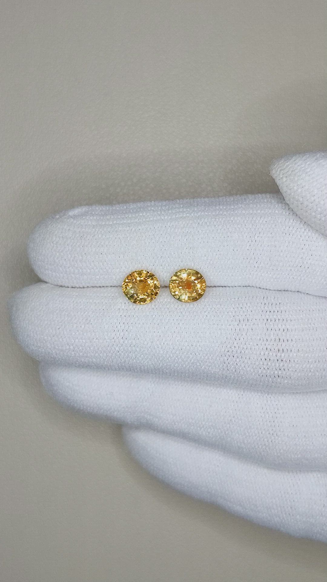 2.08 Ct.Tw.Total Carat Weight Yellowish Brown Sapphire Pair from Montana Size Video