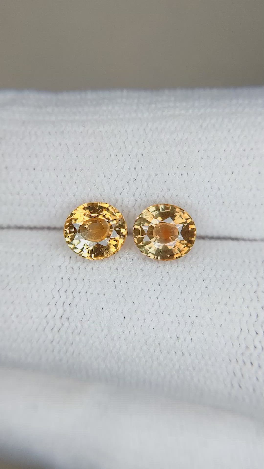 2.08 Ct.Tw.Total Carat Weight Yellowish Brown Sapphire Pair from Montana Size Video