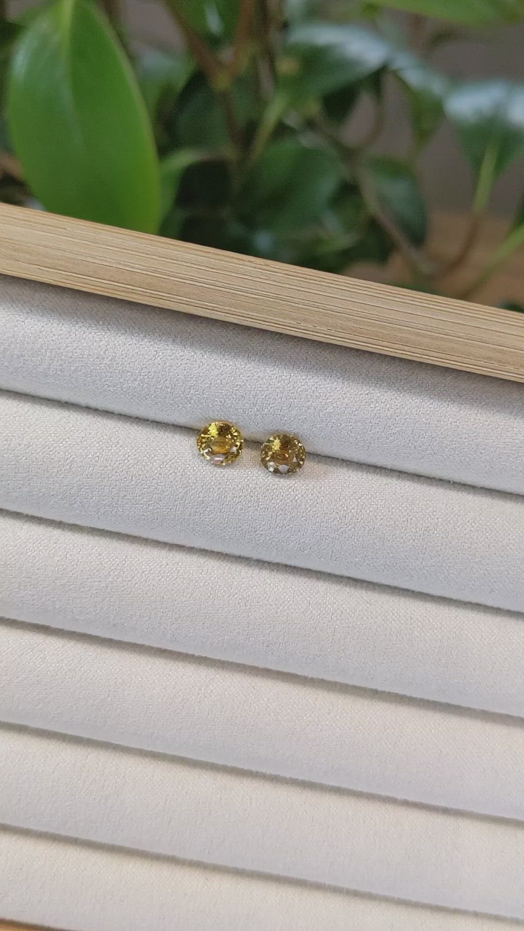 2.08&nbsp;Ct.Tw.Total Carat Weight Yellowish Brown Sapphire Pair from Montana Size Video